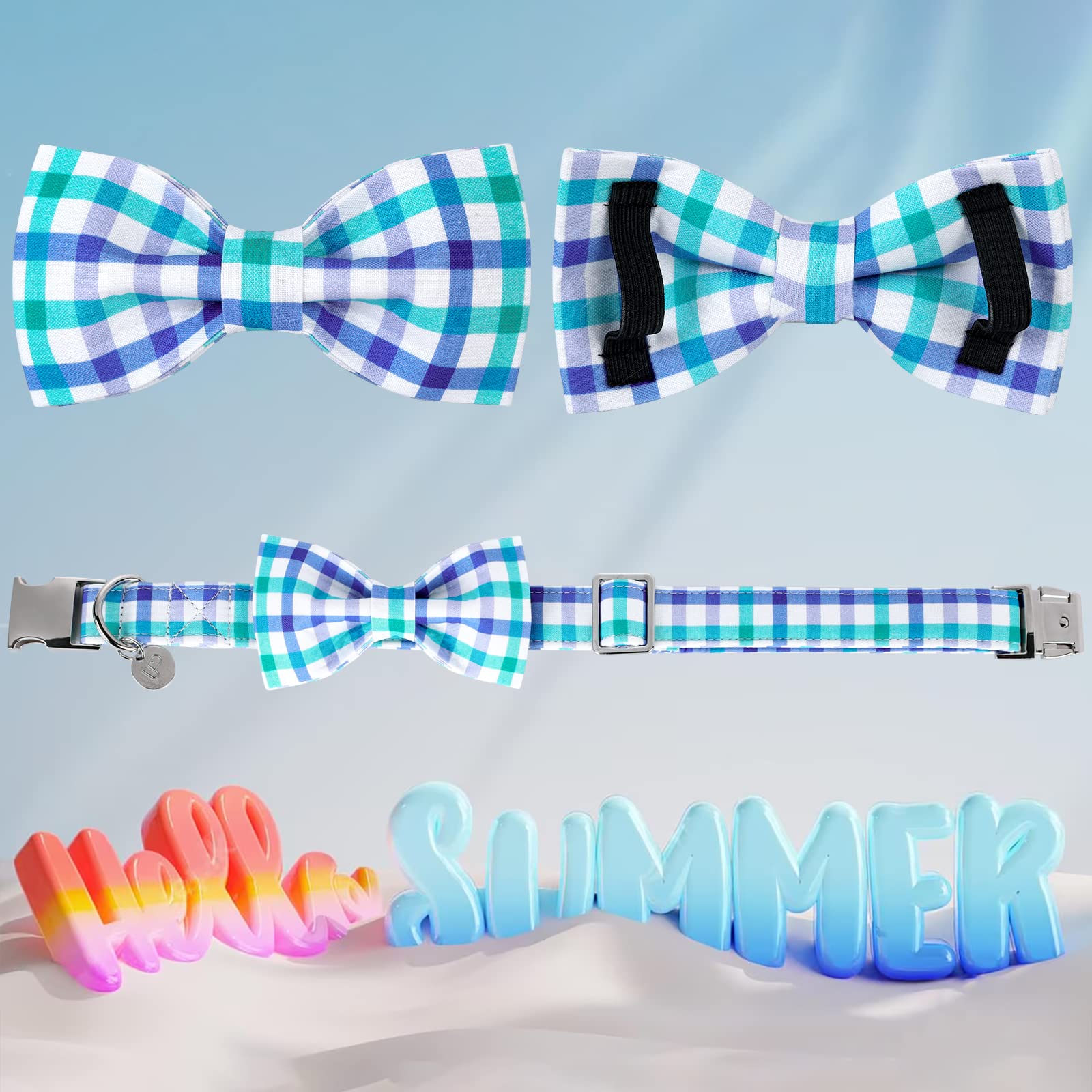 Up Urara Pup Dog Collar Bow Tie, Comfortable Durable Cotton Bowtie Collar For Small Girl Boy Dog, Adorable Dog Collar With Metal