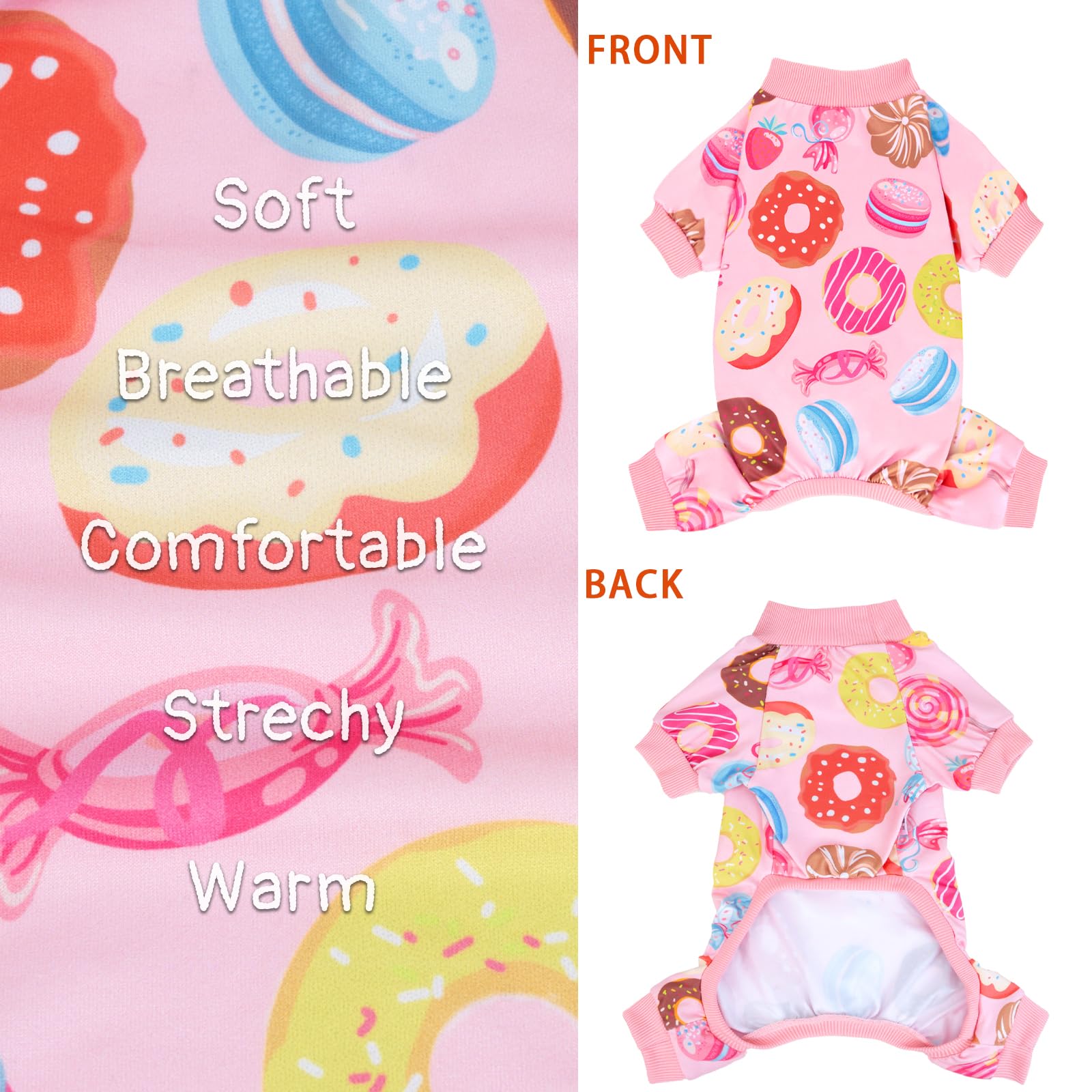 Xpudac 4 Pack Dog Pajamas Soft Strechy Duck Pink Print Puppy Clothes For Large Medium Dogs Girl Boy Cat Apparel-3X-Large