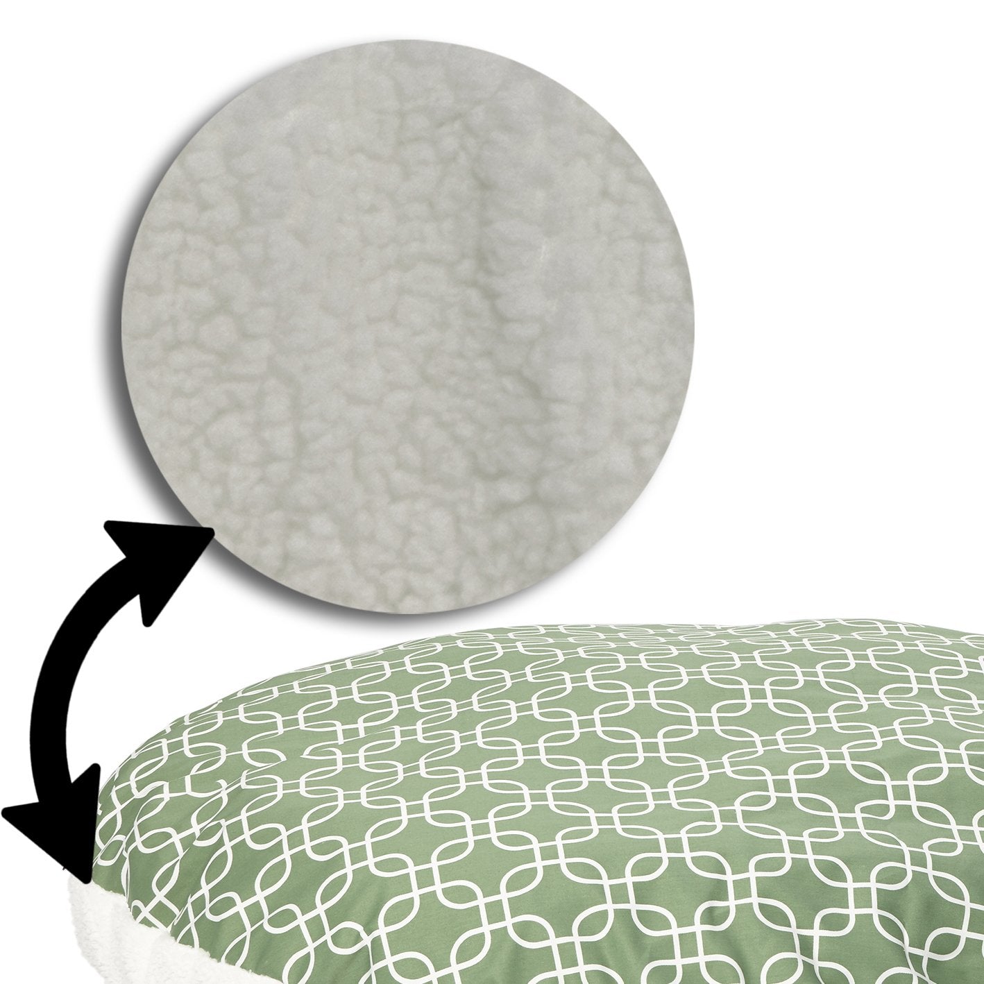 Midwest Homes For Pets Pf0048T-Fgr Over-Stuffed Dog Bed, Large, 48' Round, Large Dog Breed, Green Geometric Pattern