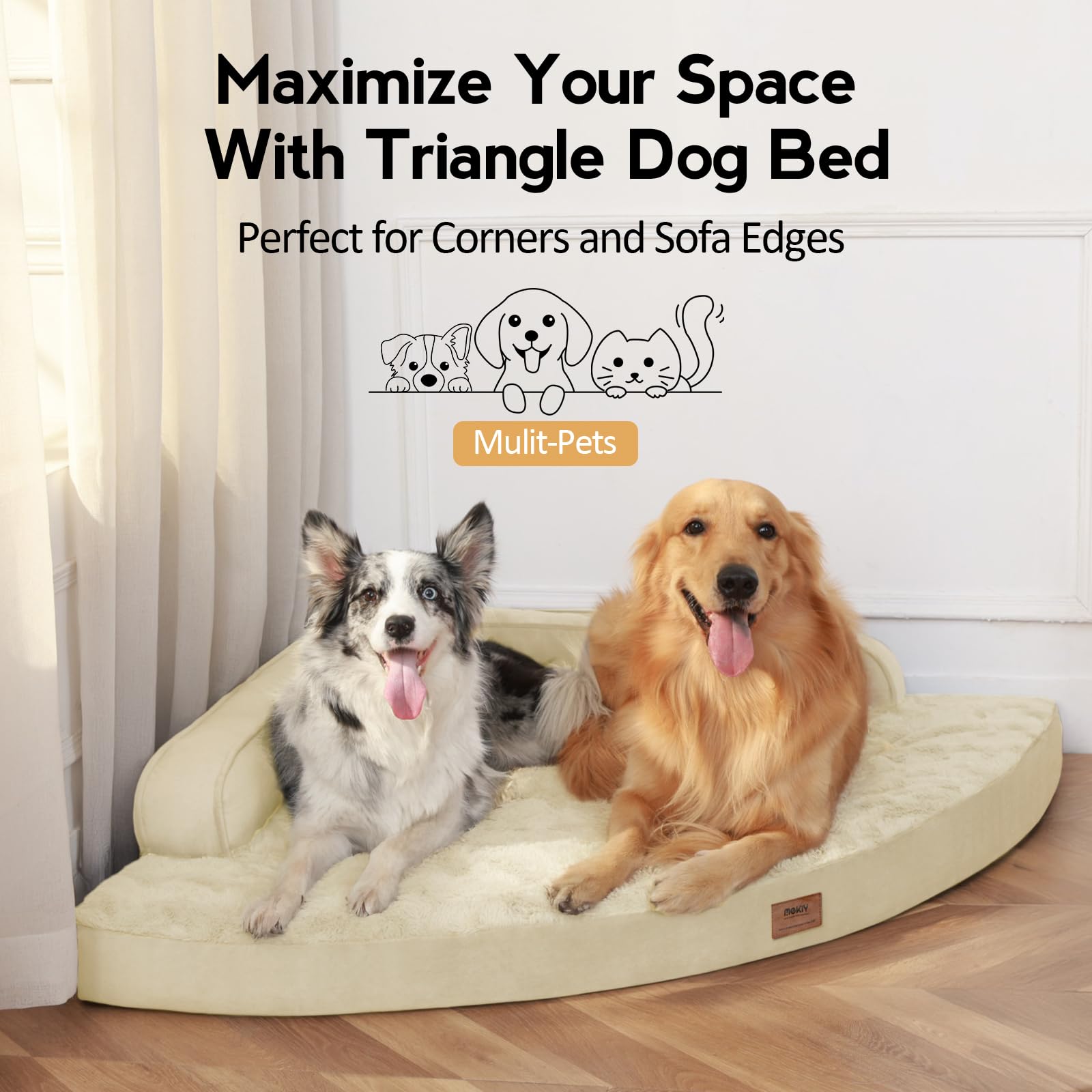 Mekiy Large Orthopedic Dog Bed With Sides Xxl Dog Beds With Removable Washable Cover Non-Slip Waterproof Pet Bed For Extra Large