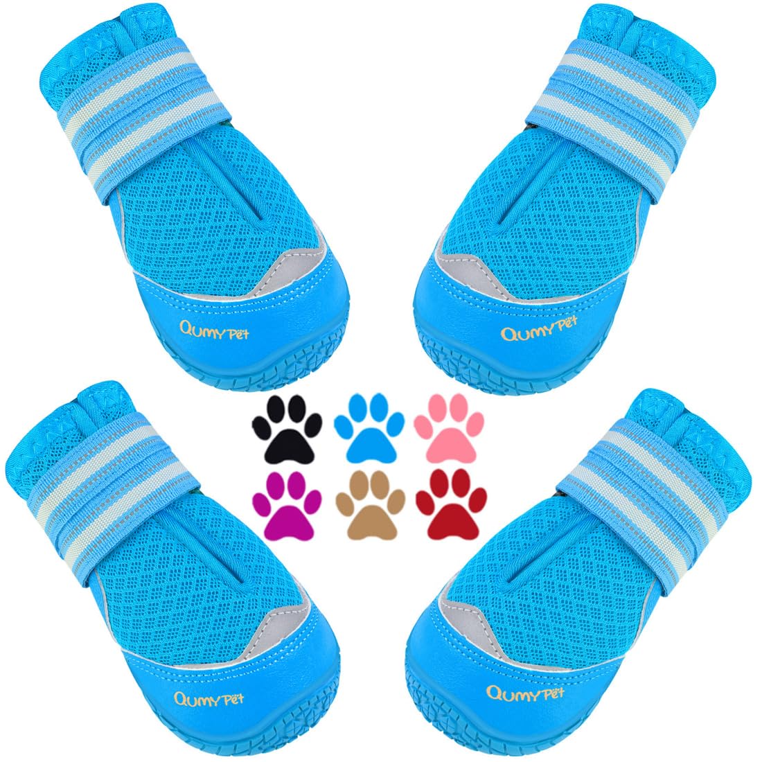 Qumy 4Pcs Dog Shoes For Hot Pavement, Medium Large Dog Boots & Paw Protectors For Summer Heat Protection, Mesh Breathable Nonsli