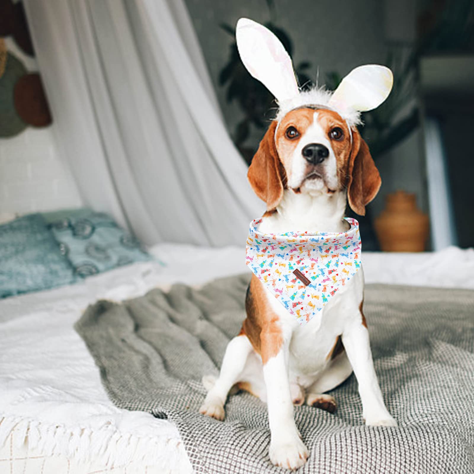Lionheart Easter Dog Bandana - Washable Soft Scarf, Square Adjustable Bandanas For Small Dogs And Cats