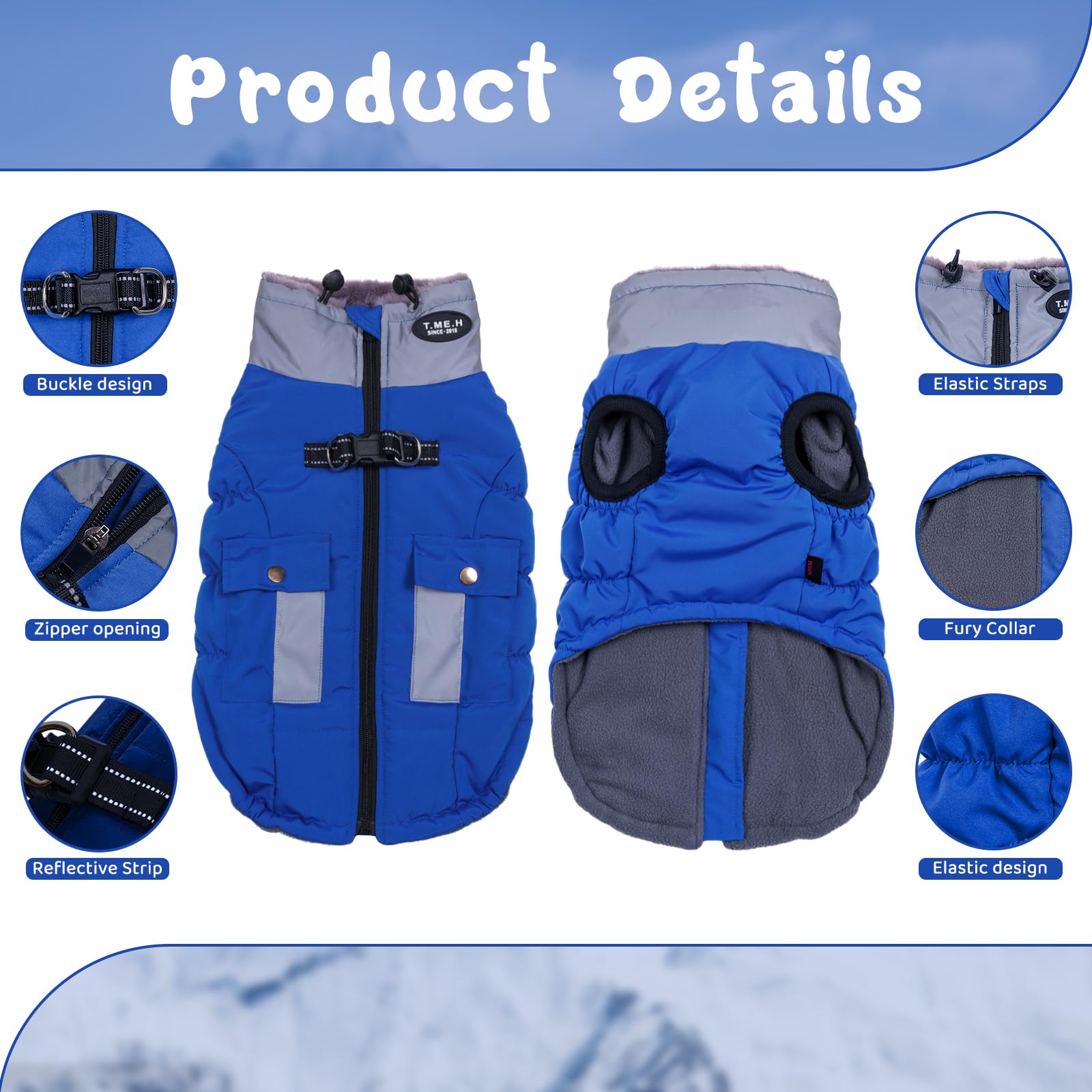 Gyuzh Dog Coat - Adjustable Reflective Winter Jacket With Pockets, Faux Fur Collar - Waterproof For Small, Medium & Large Dogs (