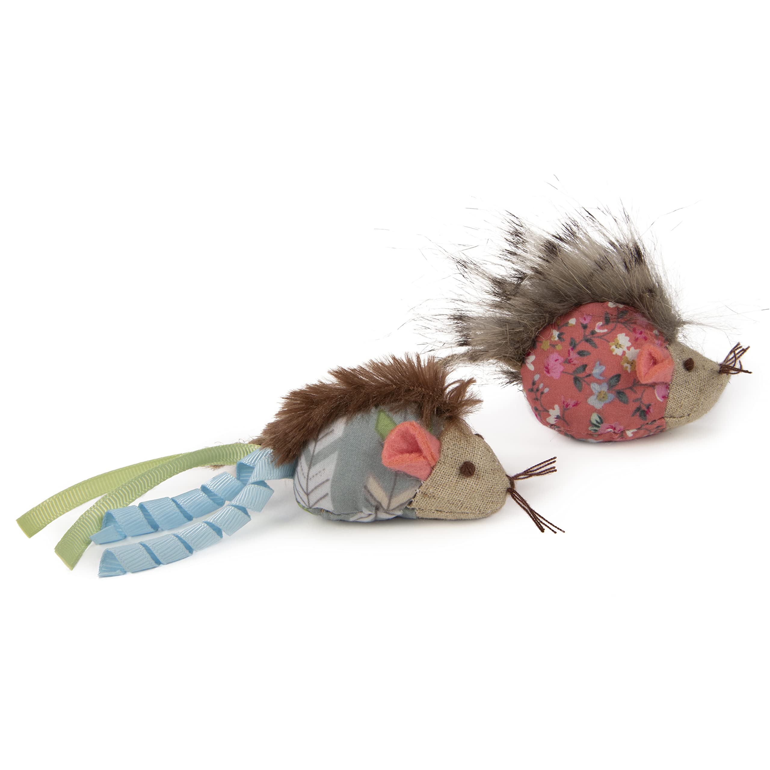 Petlinks HappyNip Mohawk Mice Cat Toys, Set of 2, Blue/Pink, Polyester, Model 40209, Contains Silvervine & Catnip