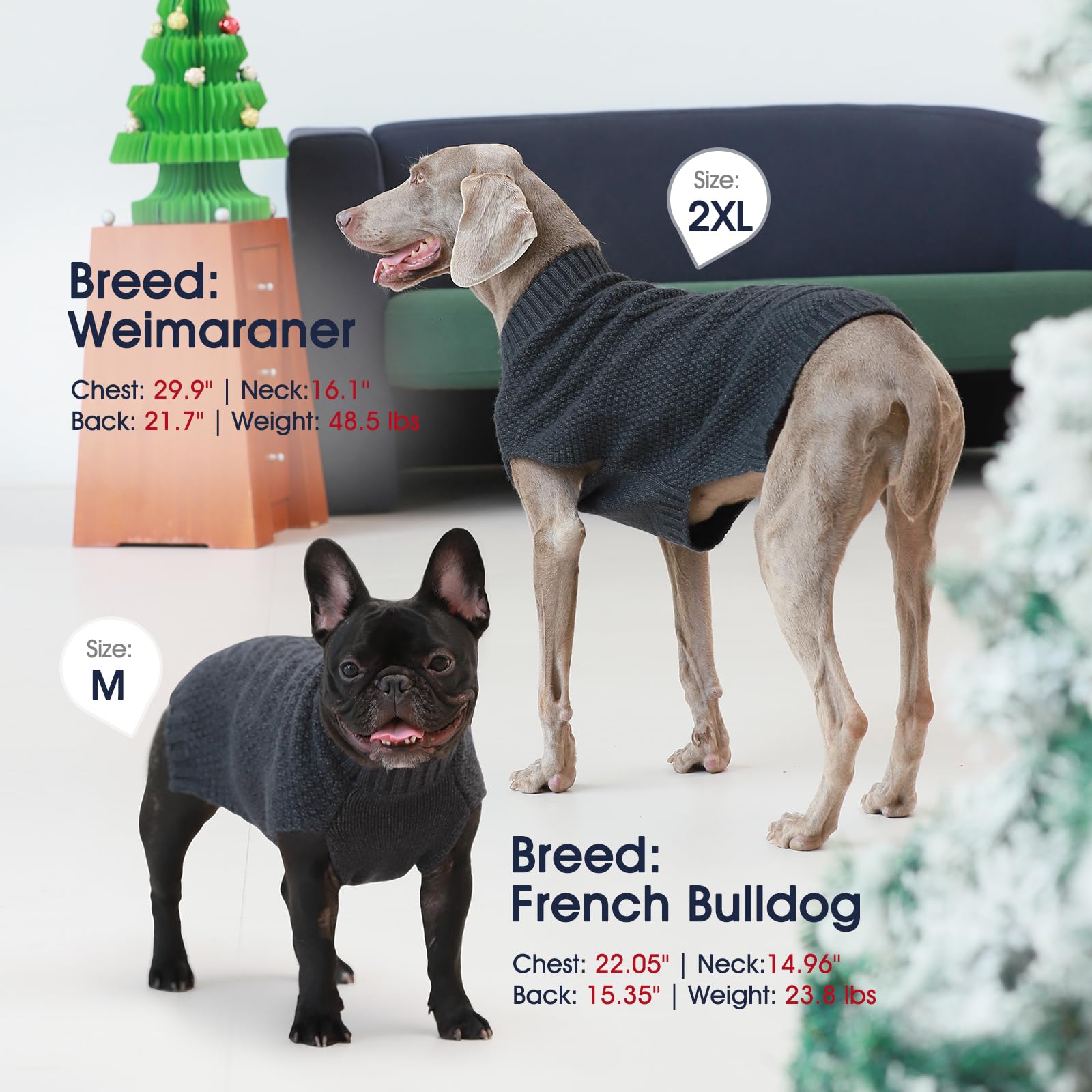 IECOii Dog Sweater Large Size Dog,Large Dog Sweater for Male Female Dogs,Neutral Thick Warm Dog Sweater,XL Dog Sweater for Chris
