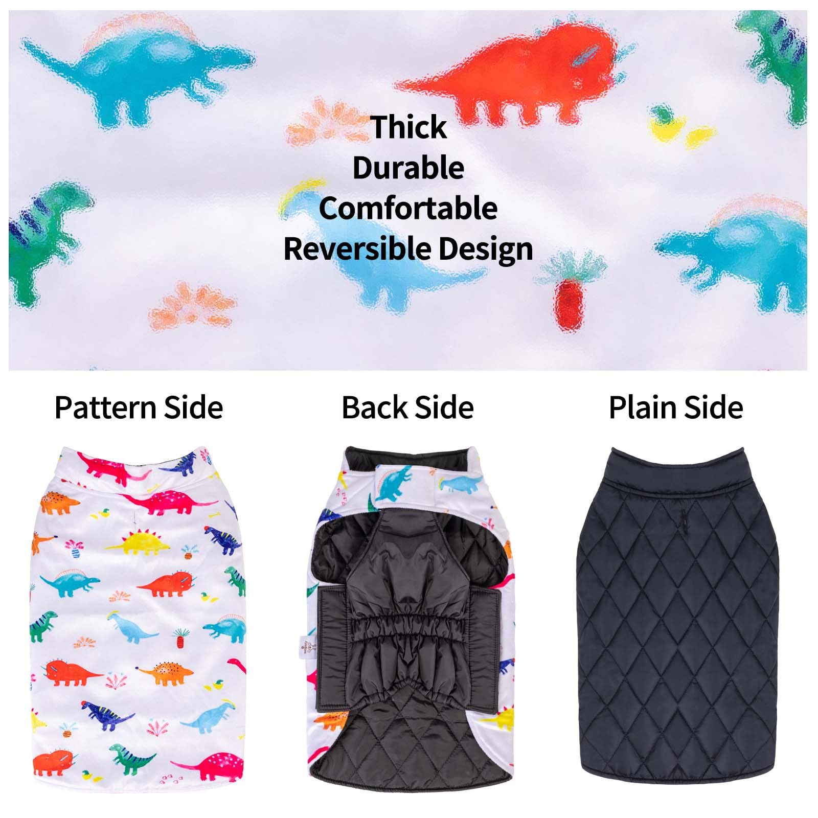 Cutebone Reversible Dog Jacket - Winter Coat, Windproof & Waterproof, Adjustable Vest For Small, Medium, Large Dogs
