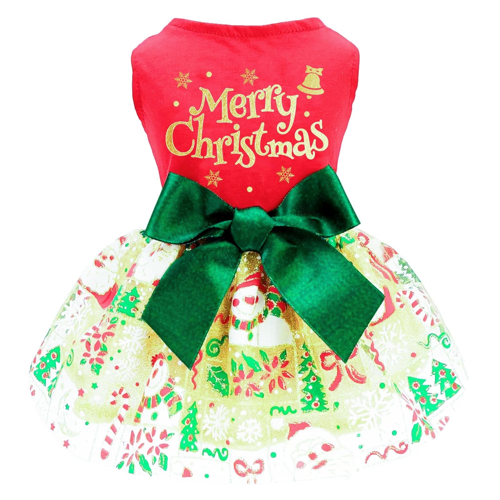 Christmas Dog Dress, Xmas Dog Dress Tulle Puppy Skirt Doggie Christmas Outfit Holiday Clothes For Small Dogs, Cat Pet Apparel (L