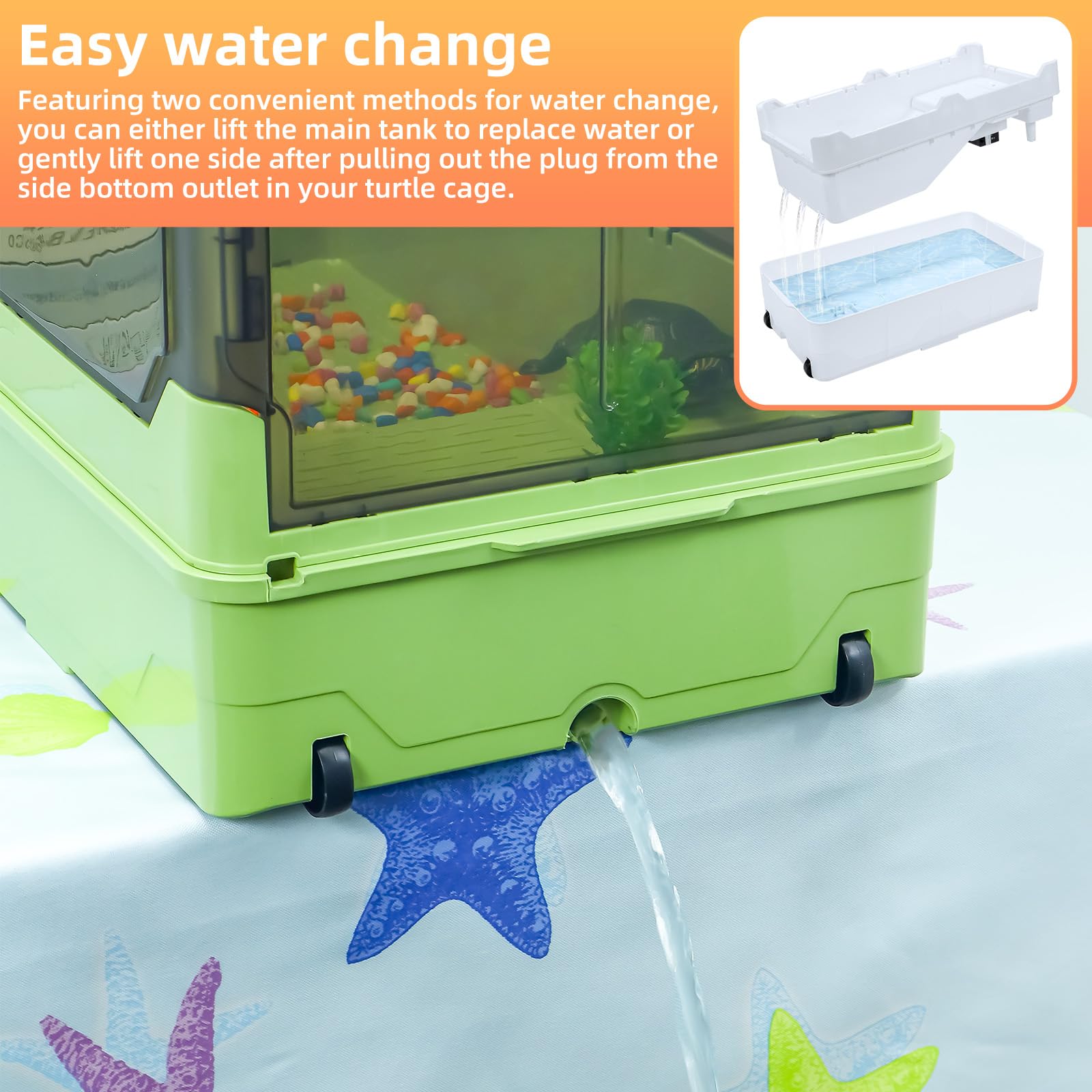 Turtle Habitat Tank Kit- Fresh Filtration, Waterplay Fun, Diverse Living, Heat Lamp, Water Pump And Convenient Water Changes In