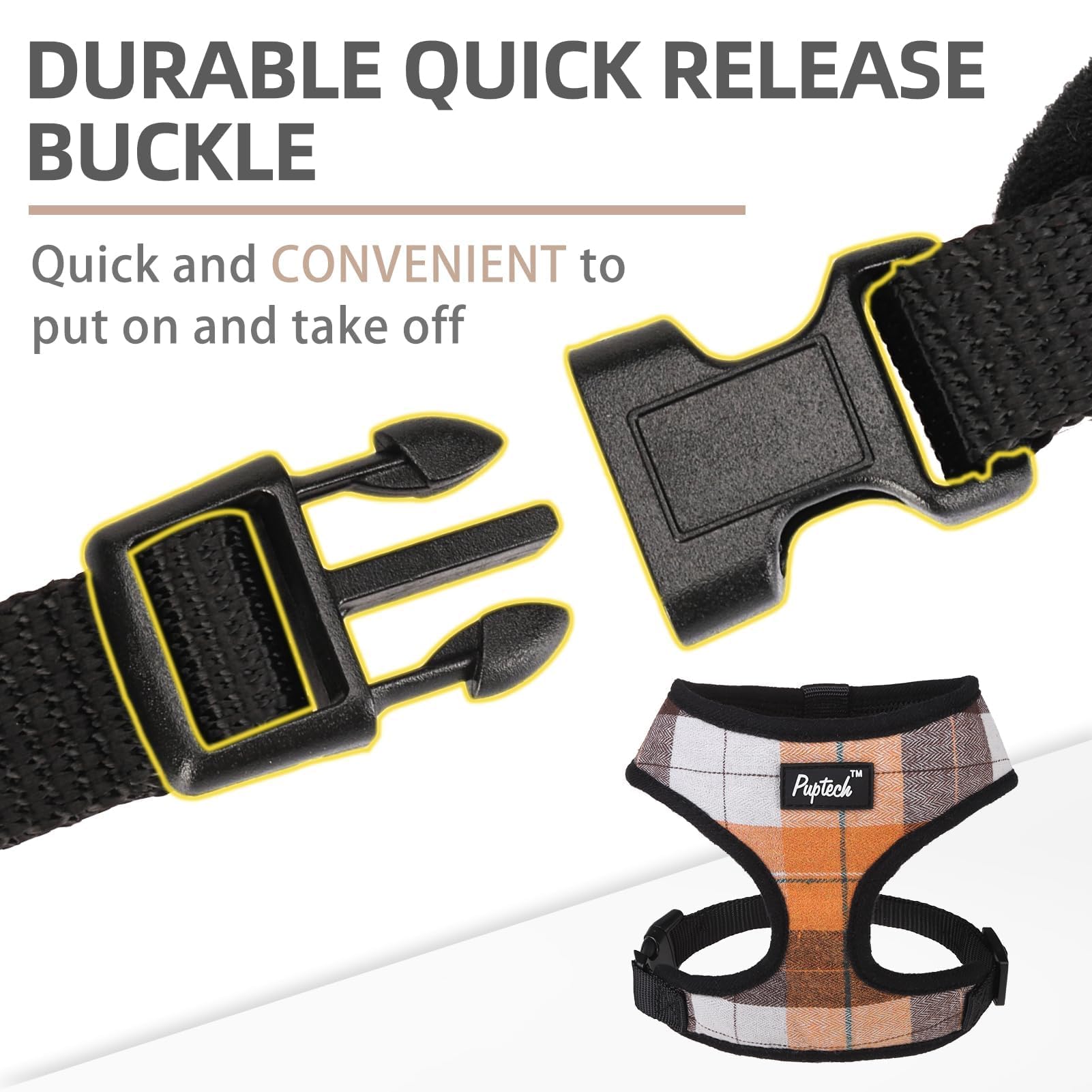 Pupteck Soft Mesh Dog Harness And Leash Set Pet Puppy Cat Comfort Padded Vest No Pull Harnesses, Orange, M