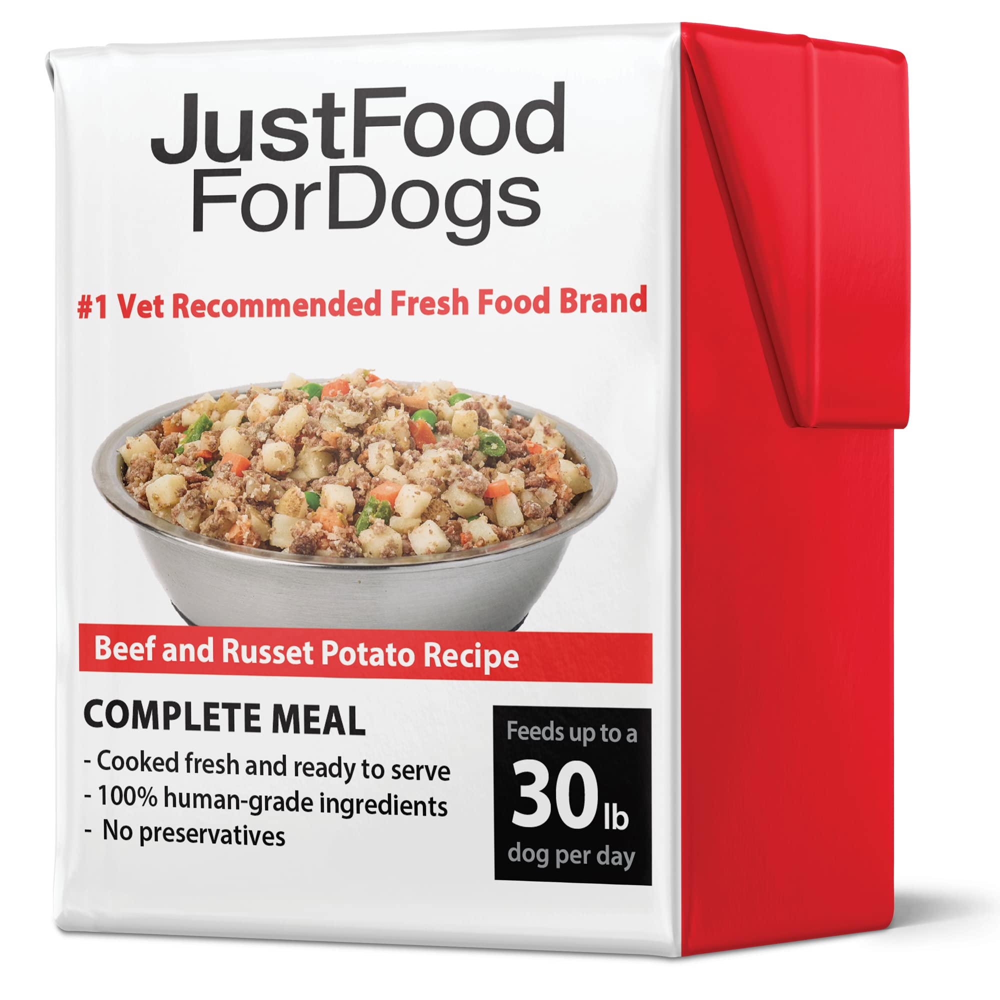 JustFoodForDogs Pantry Fresh Wet Dog Food, Complete Meal or Dog Food Topper, Beef & Russet Potato Human Grade Dog Food Recipe -