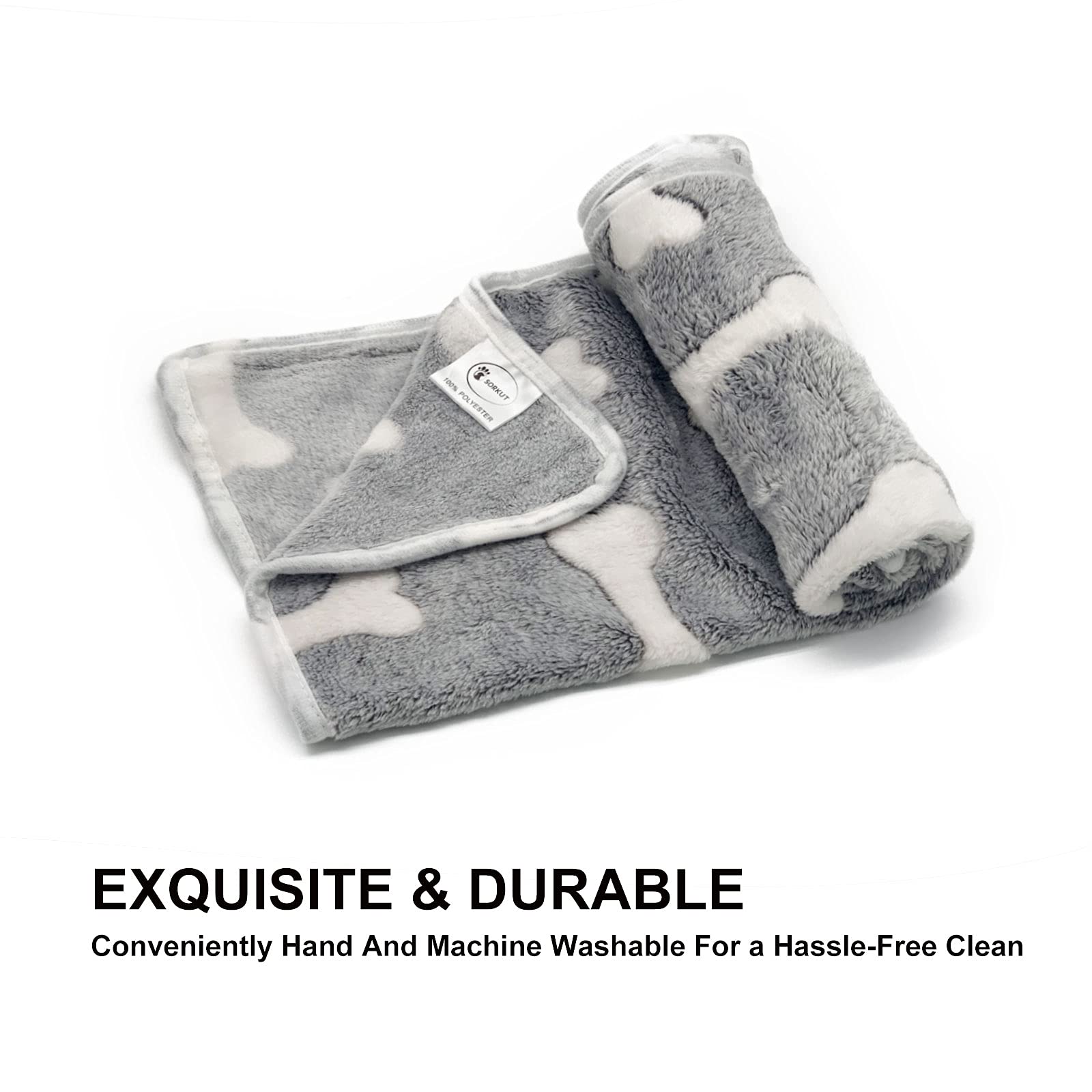 1 Pack 3 Puppy Blankets Super Soft Warm Sleep Mat Grey Cute Print Blanket Fluffy Fleece Pet Blanket Flannel Throw Dog Blankets For Small Dogs Puppy Dogs Fluffy Cats,Star&Bone&Love-Large(40'X30')