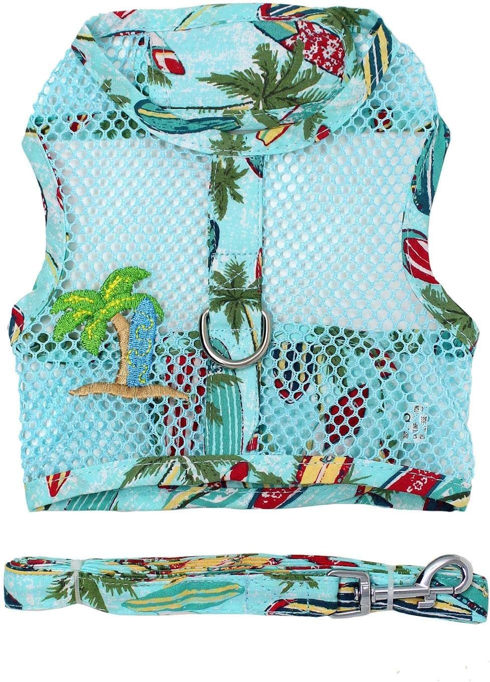 Cool Mesh Dog Harness with Leash - Surfboards and Palms