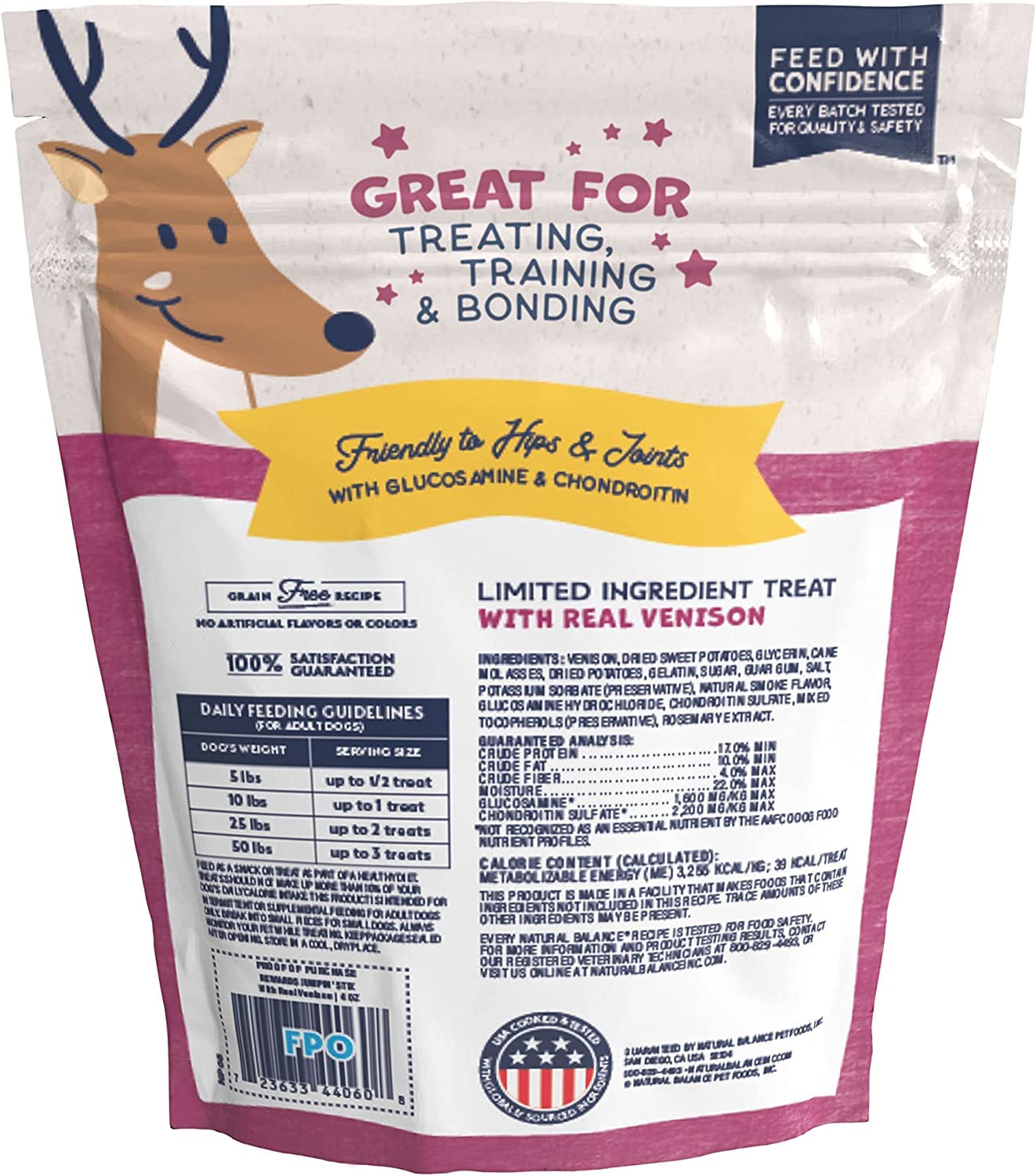 Natural Balance Limited Ingredient Rewards Jumpin Stix, Grain-Free Dog Treats for Adult Dogs of All Breeds, Venison Recipe, 4 O