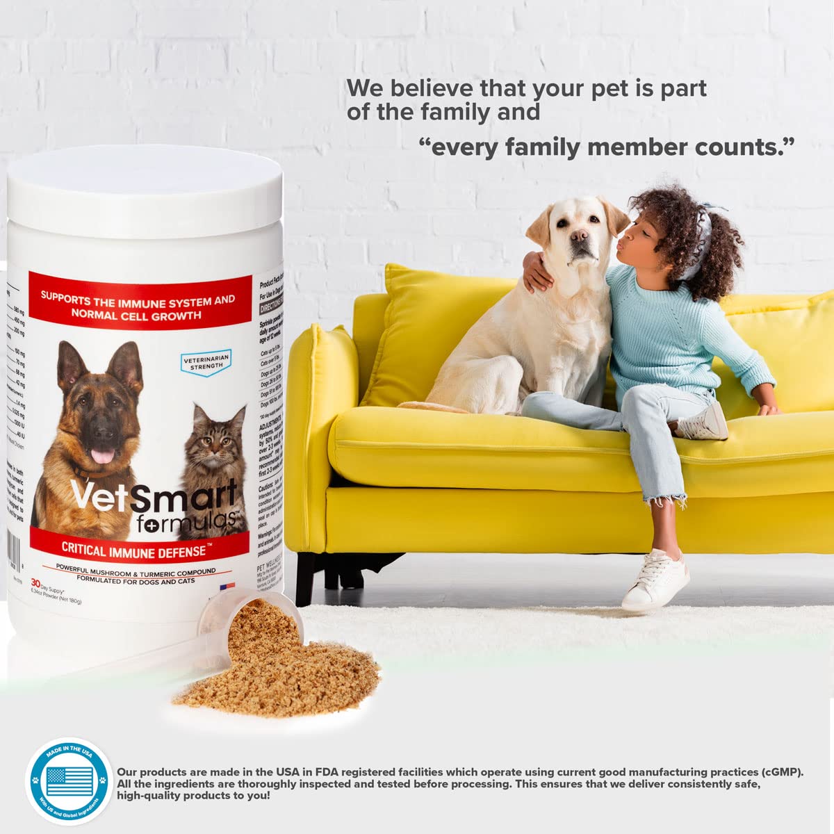 VetSmart Formulas Turkey Tail Mushroom for Dogs Immune Support with Reishi, Shiitake, Maitake Mushroom and Patented White Turmer