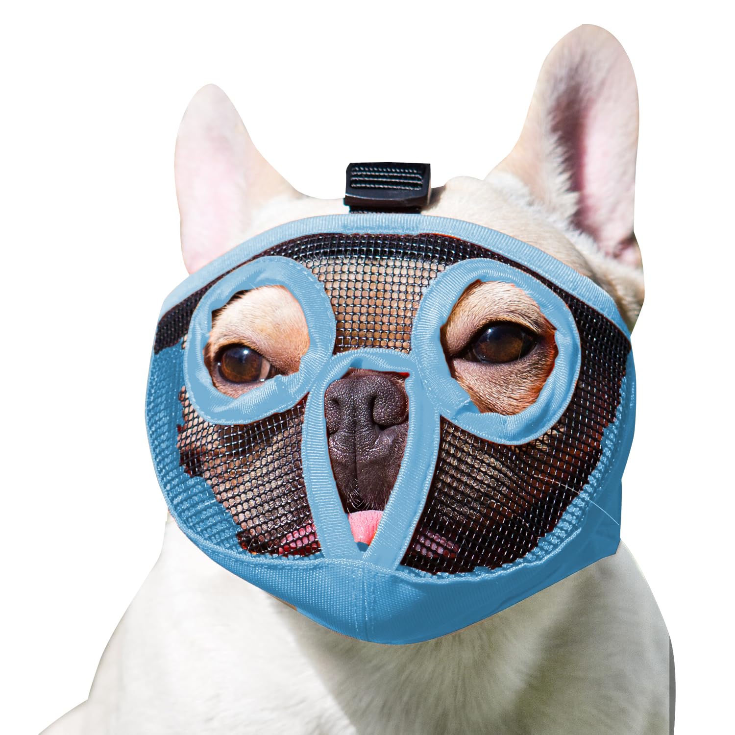 Jyhy Short Snout Dog Muzzles- Adjustable Breathable Mesh Bulldog Muzzle For Biting Chewing Licking Training Grooming Dog Mask (B