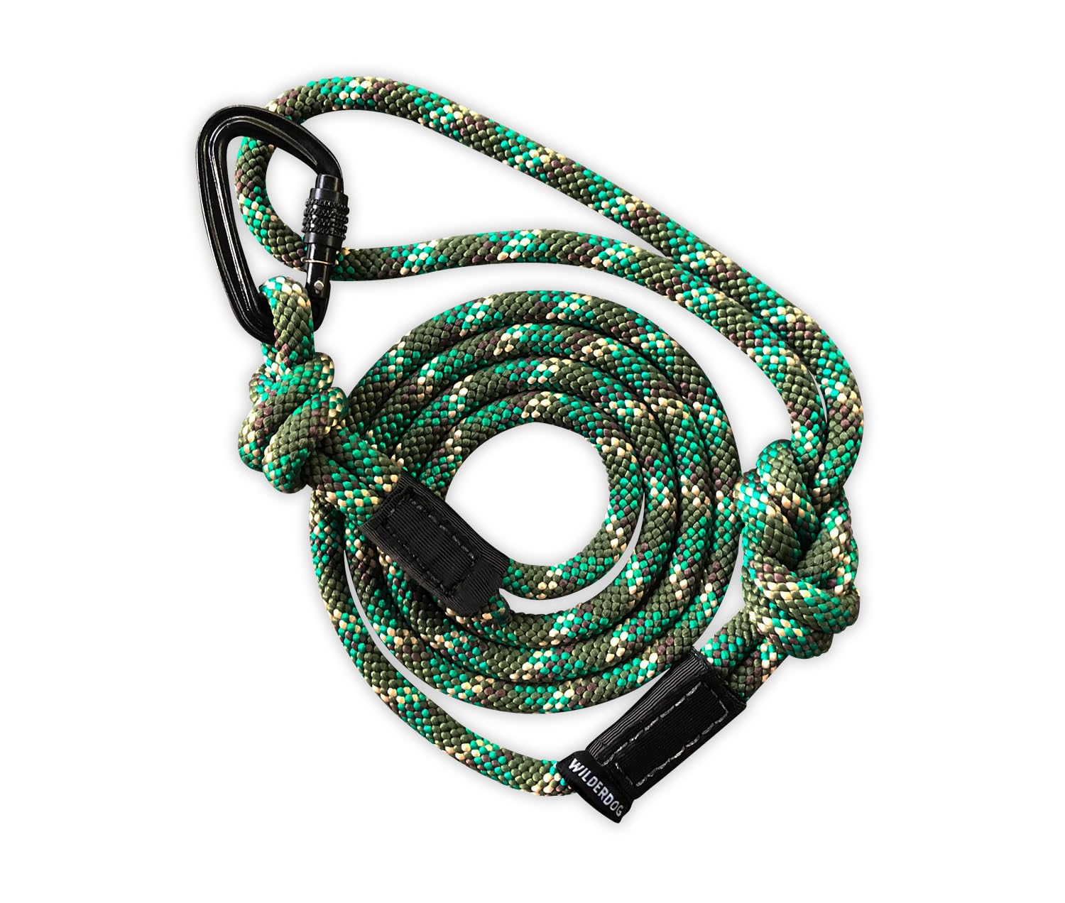 Wilderdog Carabiner Climbing Rope Dog Leash For Medium & Large Dogs - 5Ft - Camo