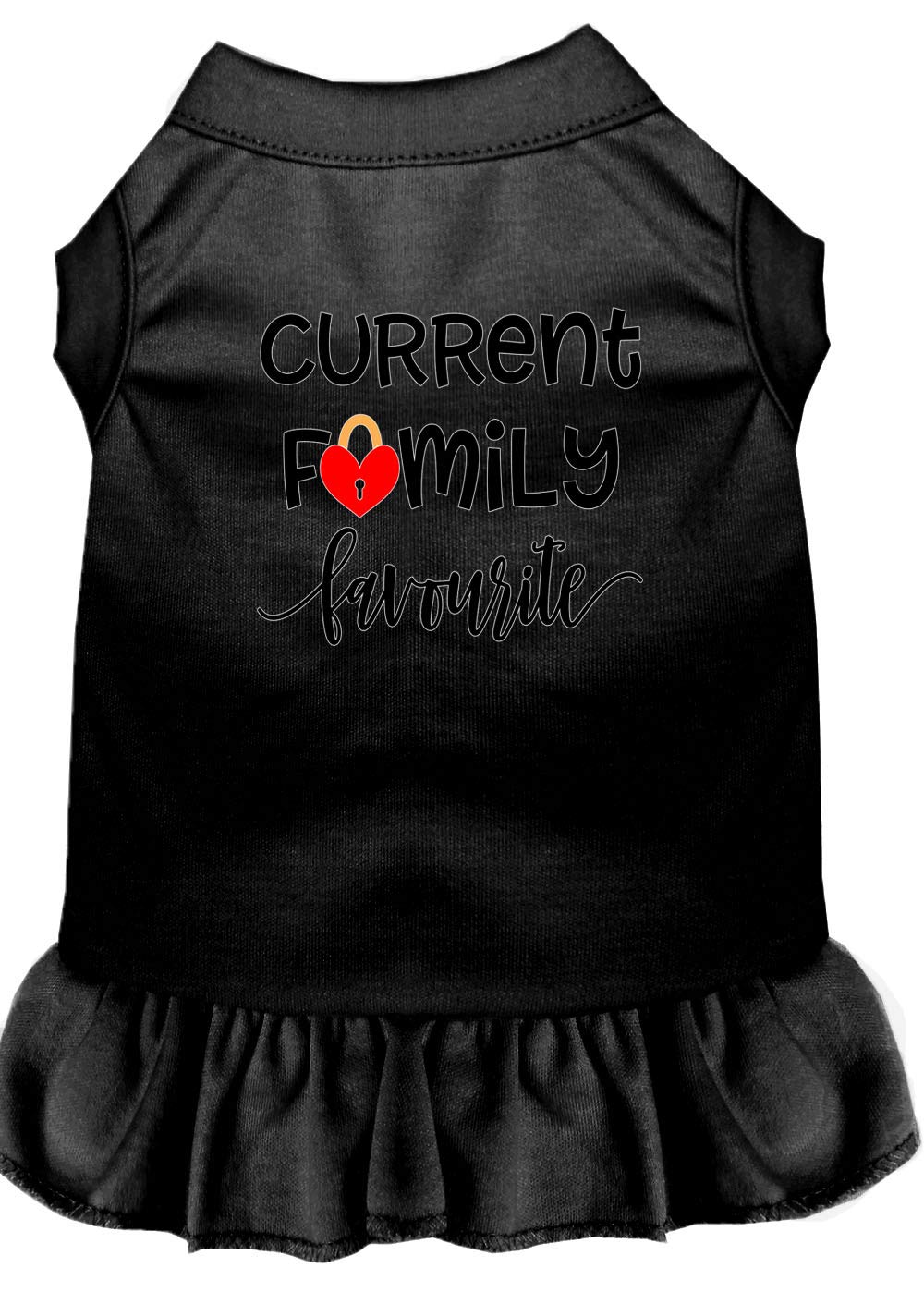 Pet Dog & Cat Dress Screen Printed, "Current Family Favorite" Black MD (6-10 lbs.)