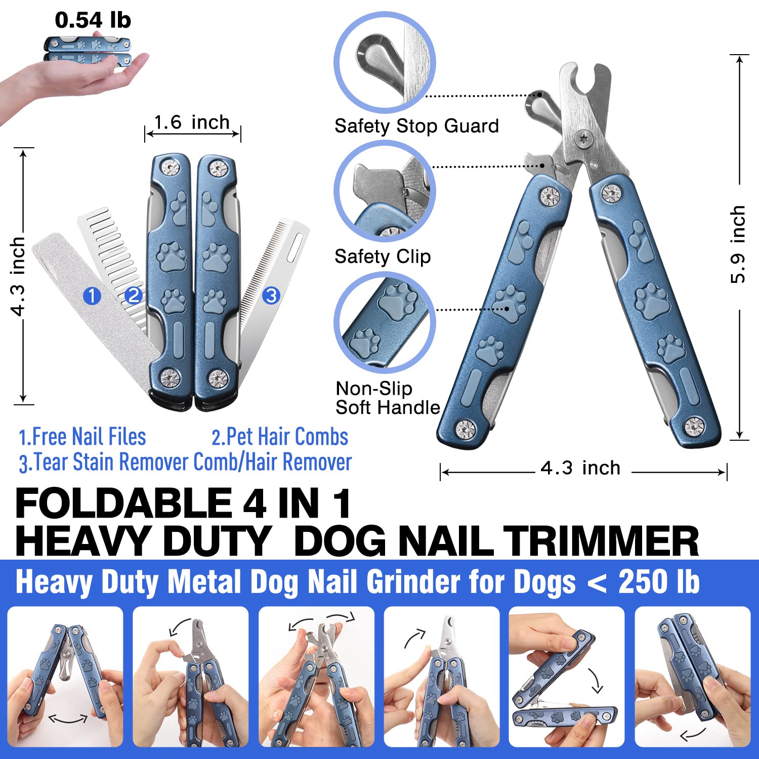 Professional Dog Nail Clipper For Sensitive Dogs,Dog Nail Trimmer For Large Medium Small Breeds,Sharp Puppy Dog Toenail Clipper