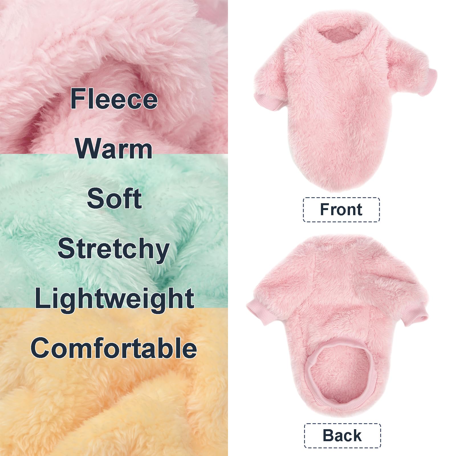 Kyaringtso Dog Sweater, 3 Pack Dog Sweaters For Small Dogs, Dog Clothes For Small Dogs Girl Boy, Ultra Soft And Warm Puppy Sweater Dog Coat For Winter Christmas (X-Large, Lt Pink+Lt Green+Lt Yellow)