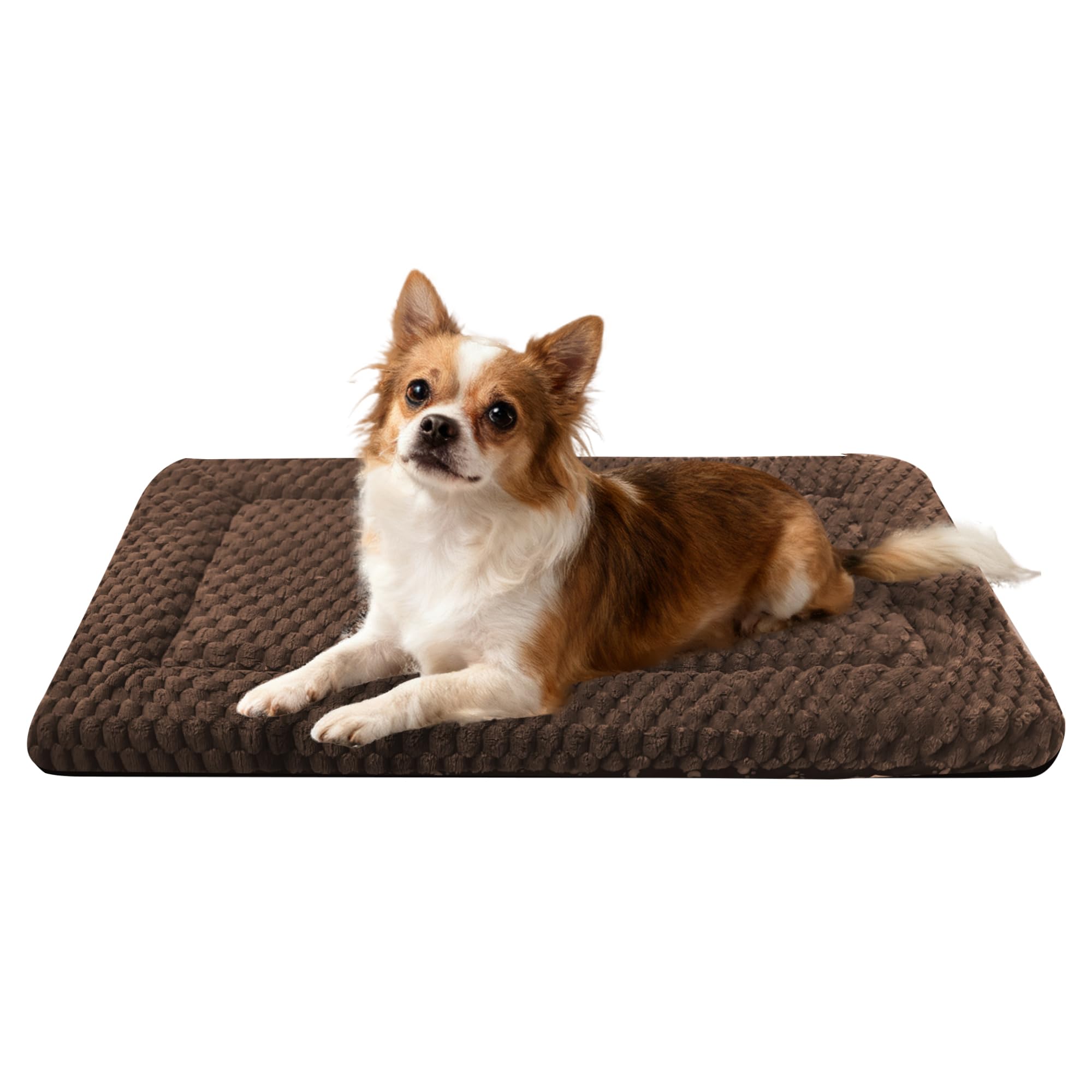 Dog Bed Crate Mat, Soft Durable Washable Anti-Slip Kennel Pad for Dogs & Cats, Reversible (Dark Brown, M(30*20*1.5))