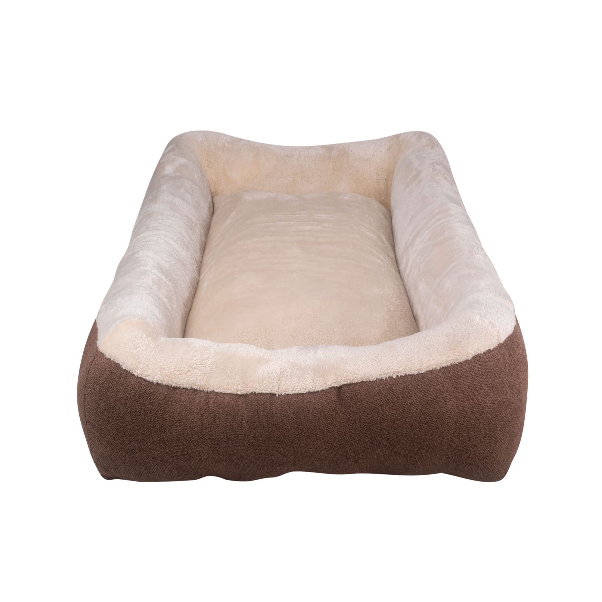 Happycare Textiles Rectangle Brown low bumper pet bed, 40 x 30 inches, plush and non-slip buttom