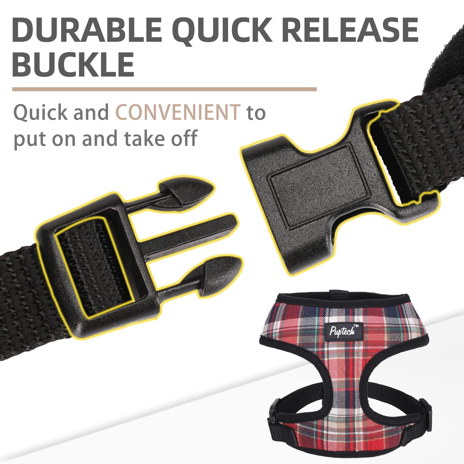 Pupteck Soft Mesh Dog Harness And Leash Set Pet Puppy Cat Comfort Padded Vest No Pull Harnesses, Red Mixed, M