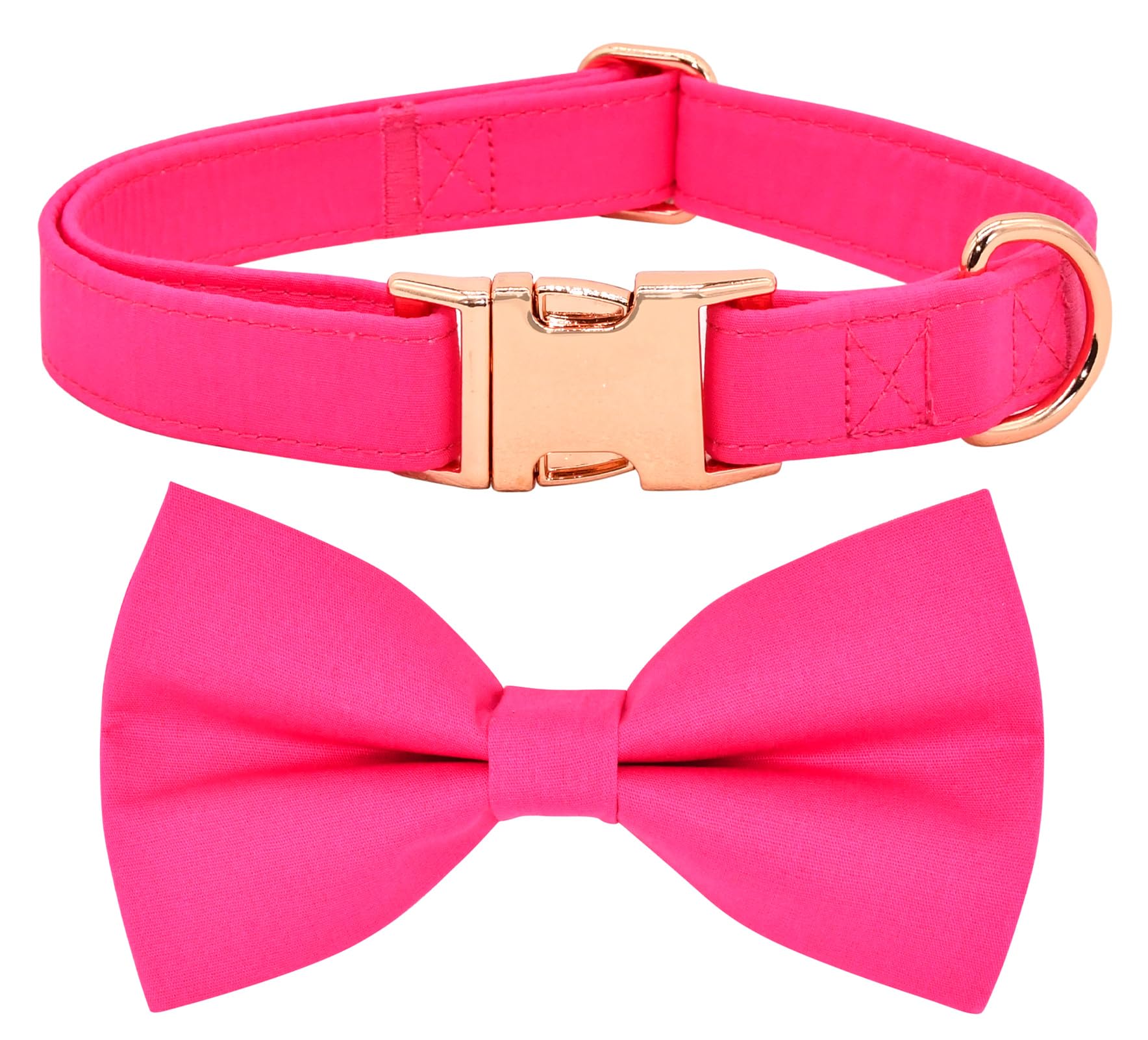 Soild Fushcia Dog Bow Tie Dog Collar Accessory, Detachable Bowtie, Adjustable Collar For Small Medium Large Dogs
