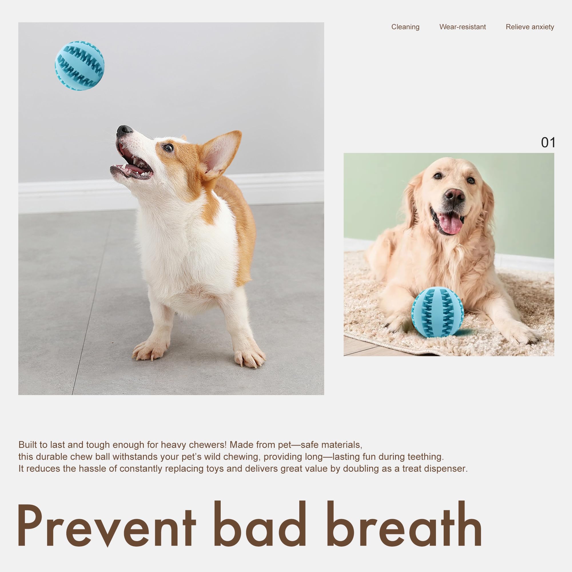 Miras Pocket Engaging Treat-Dispensing Chew Ball for Dogs - Natural Rubber Puzzle Toy for Teething, Boredom & Dental Health (Sk