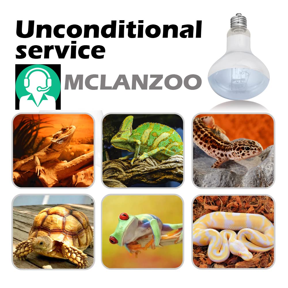 MCLANZOO 100W UVA Reptile Heat Lamp Bulb - 2 Pack, White, for Lizards, Tortoises, Bearded Dragons, and More