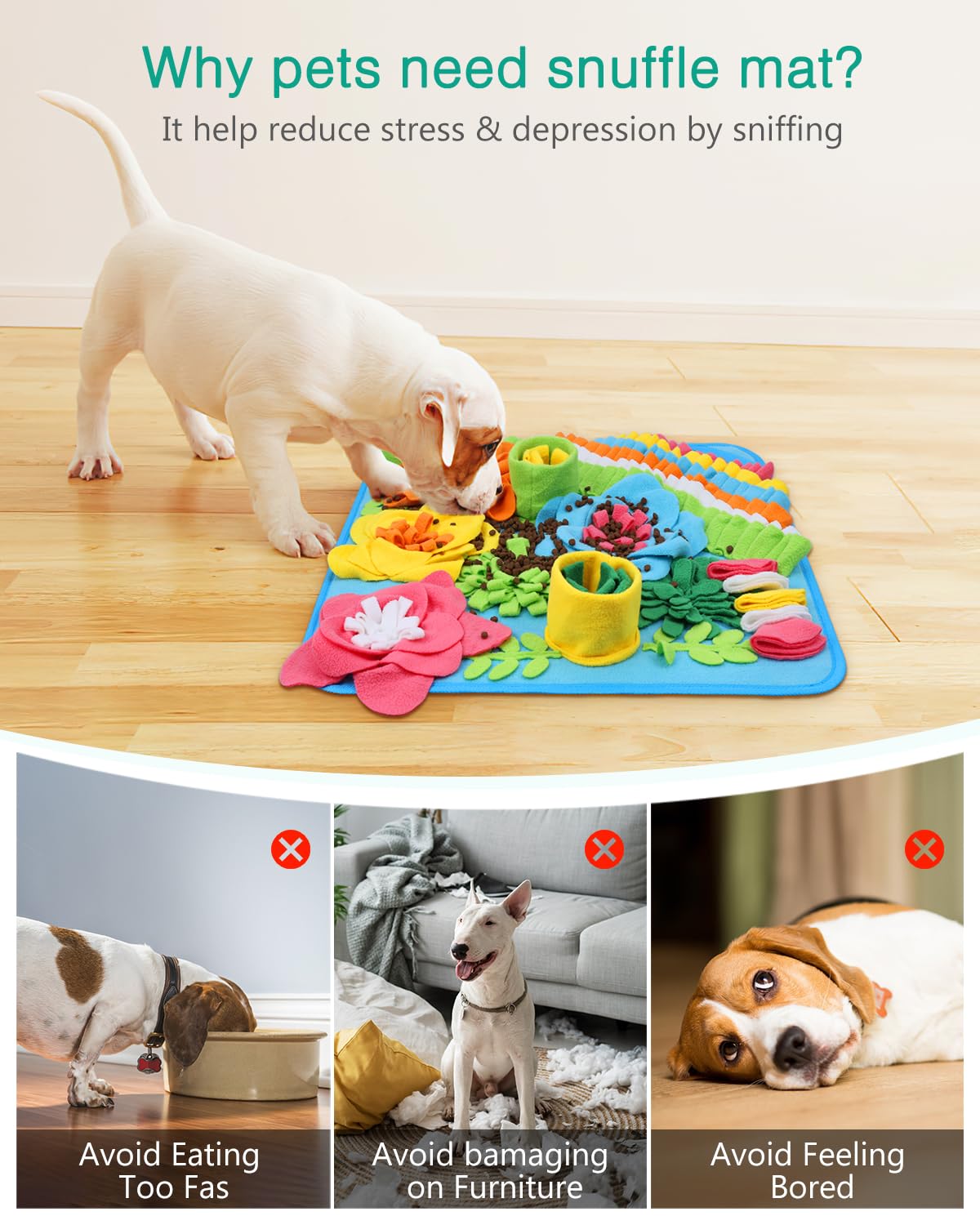 ORIA Snuffle Mat for Dogs, Interactive Slow Feeder & Foraging Mat, Enrichment Puzzle Toys for Boredom, Keep Busy, Treats Feeding