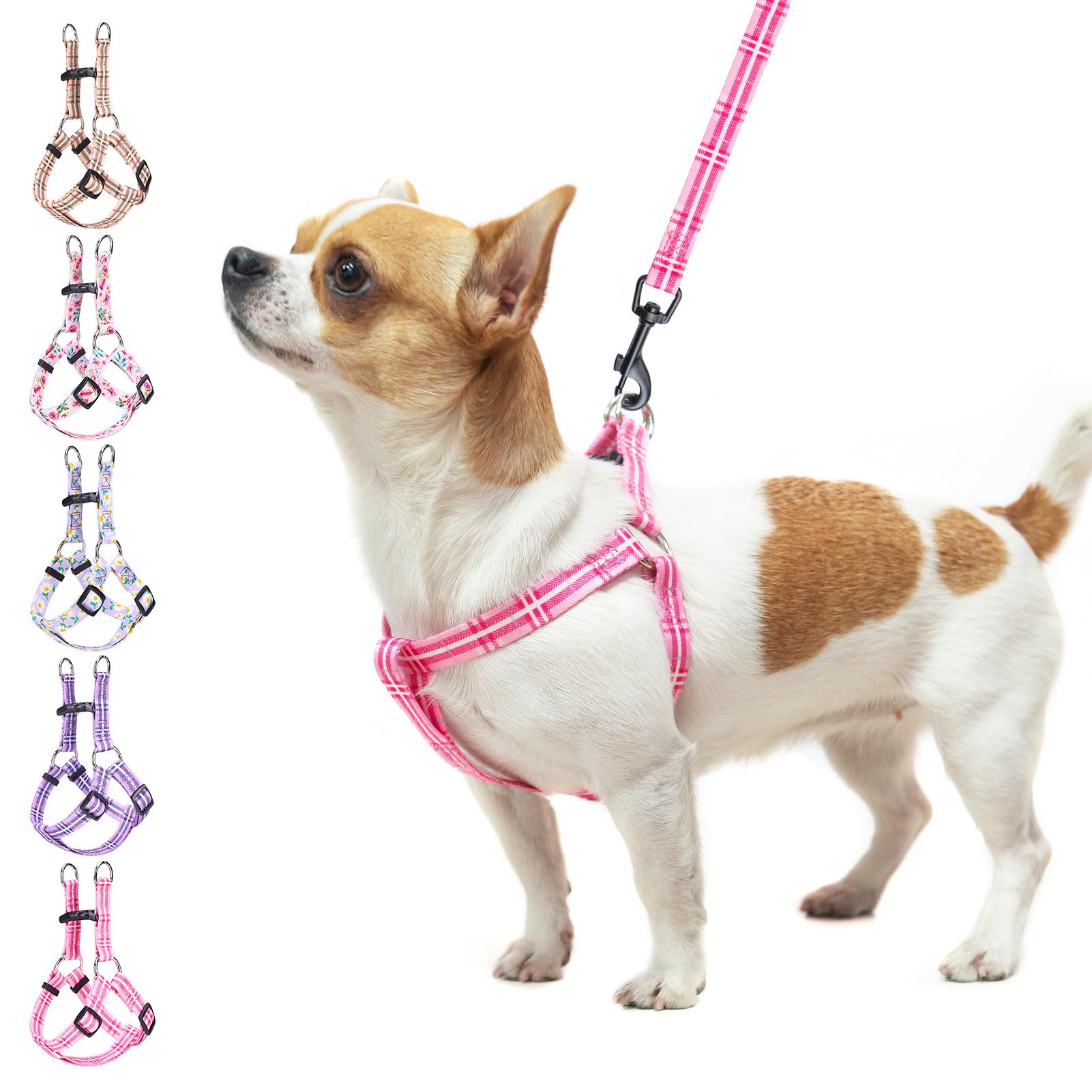 BEAUTYZOO No Pull Dog Harness and Leash Set - Adjustable Step-in Puppy Harness for Small Medium Large Dogs, Escape Proof Soft Ny