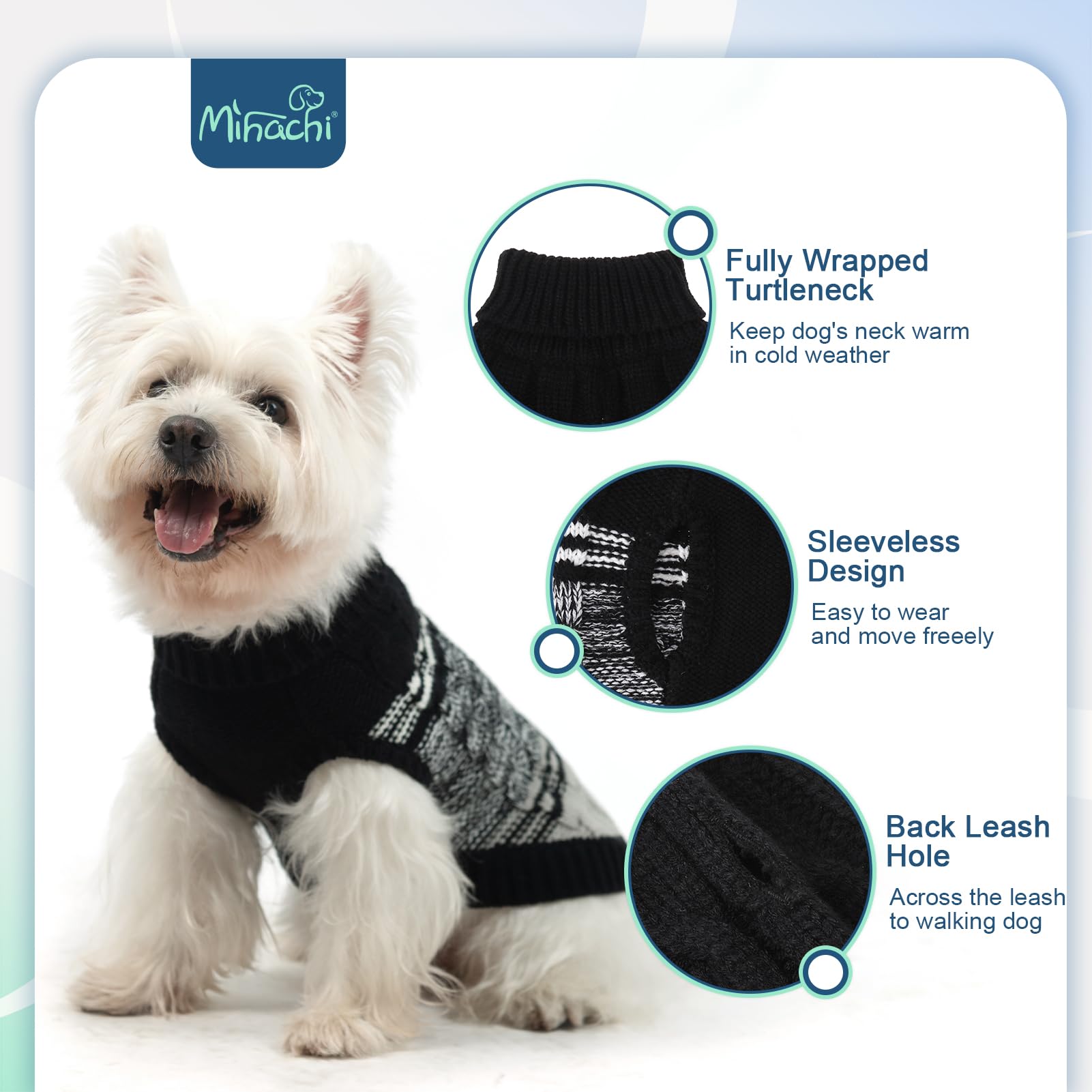 Mihachi Soft Warm Dog & Cat Pullover - Women'S & Men'S Pet Dogs & Cats Sweater Shirt, Cold Weather Turtleneck With Leash Hole, B
