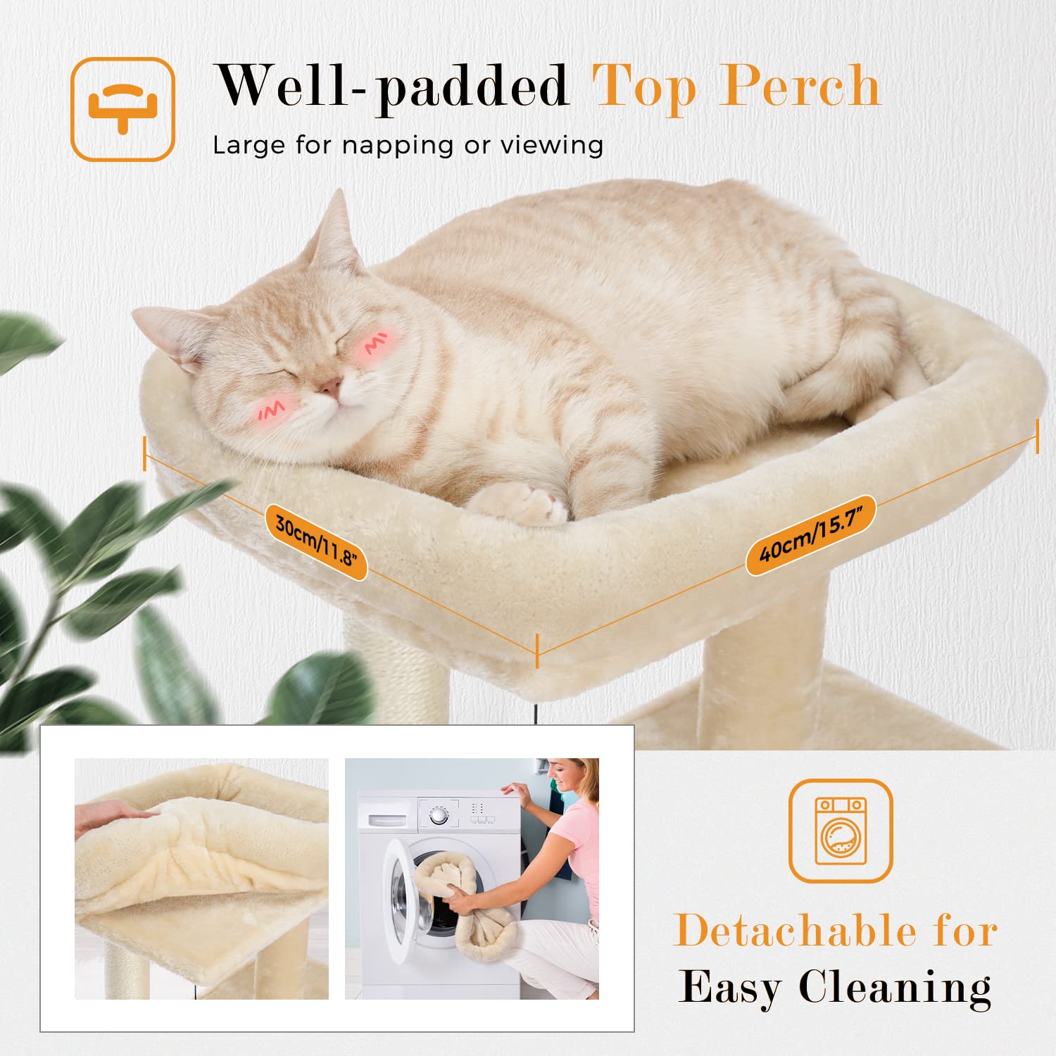Pawz Road Cat Tree Luxury Cat Tower With Double Condos, Spacious Perch, Fully Wrapped Scratching Sisal Posts And Replaceable Dan