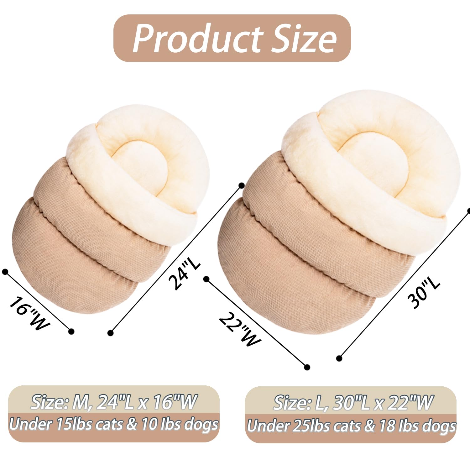 Romaneco Cat Bed - Pet Slipper Cave Bed for Indoor Cats and Small Dogs, Self Warming, Cozy & Soft Plush, Anti-Slip & Durable, Wa