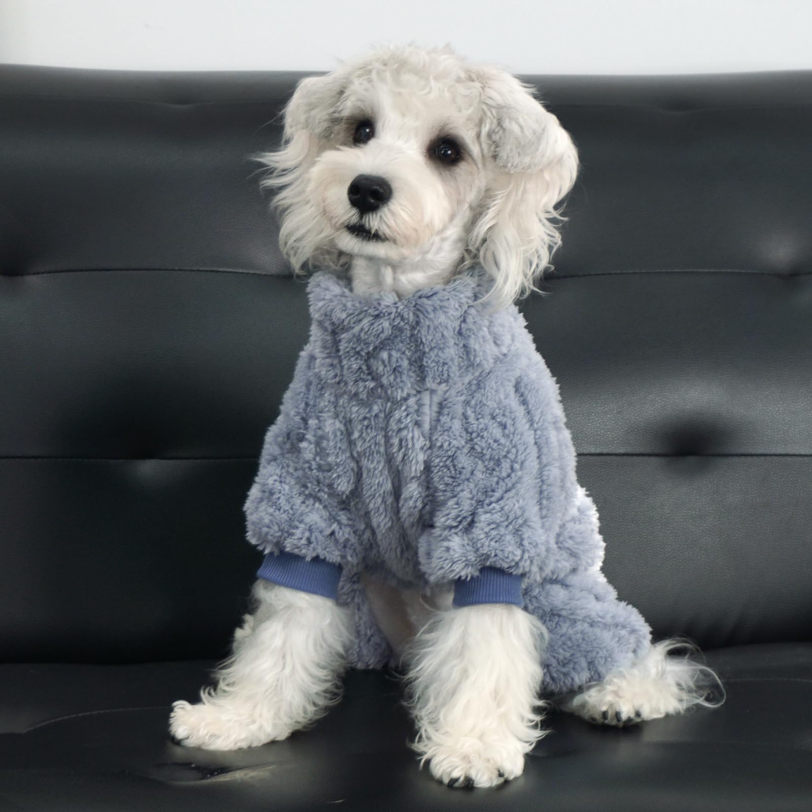 Xpudac Dog Sweater, Winter Clothes For Small Medium Dogs, Fleece Pajamas For Girl Boy, Christmas, Blue-X-Small