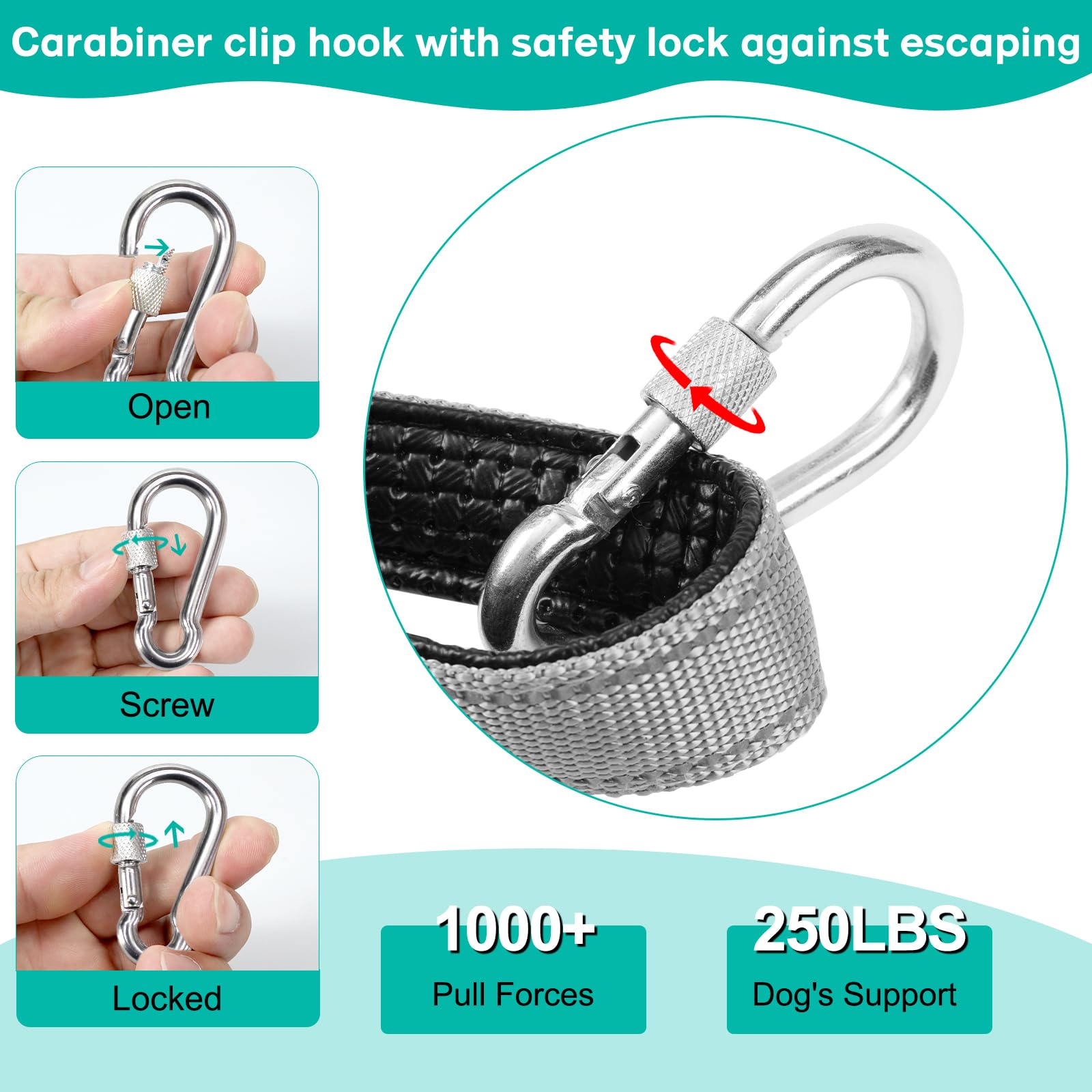 Long Leash Chew Proof, Tie Out Cable For Dogs 10/20/30/50 Ft With Carabiner, Leads For Yard Medium Large Dogs, Padded Handle (Gr