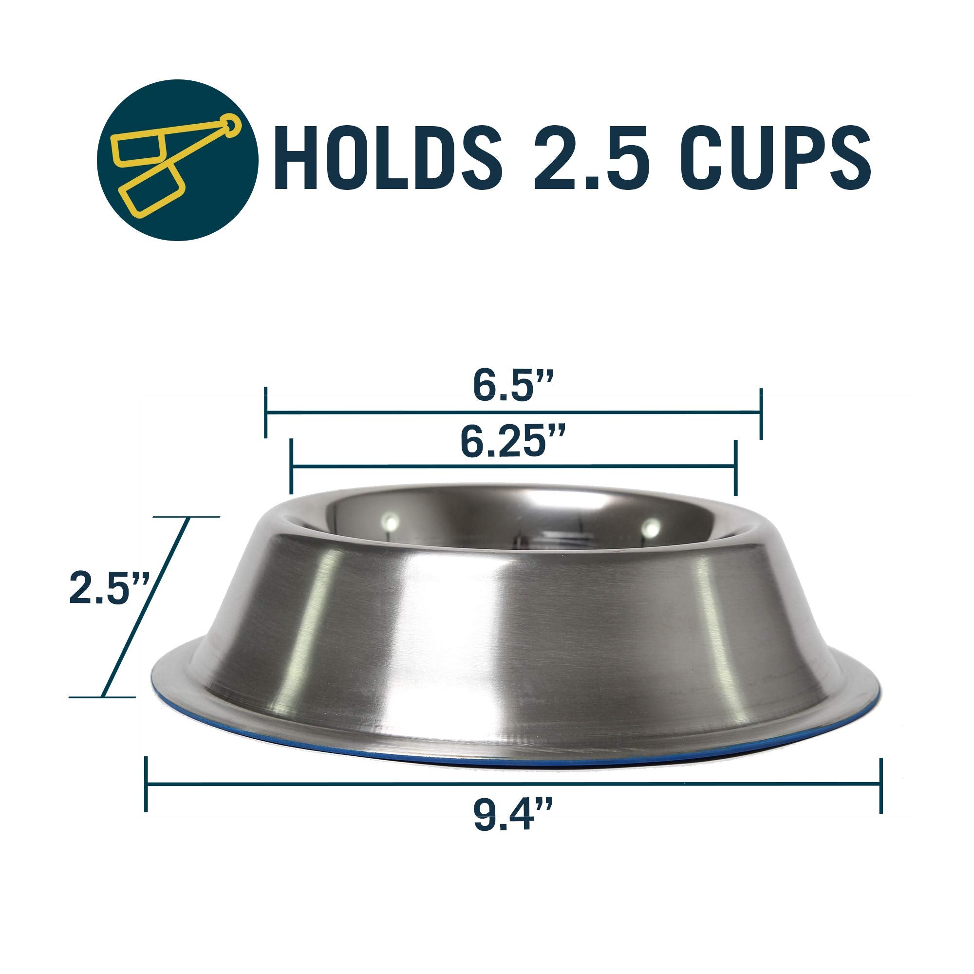 OurPets DuraPet Premium Dishwasher Safe Stainless Steel Dog Bowl for Food or Water [Multiple Sizes for Small to Large Dogs] in T