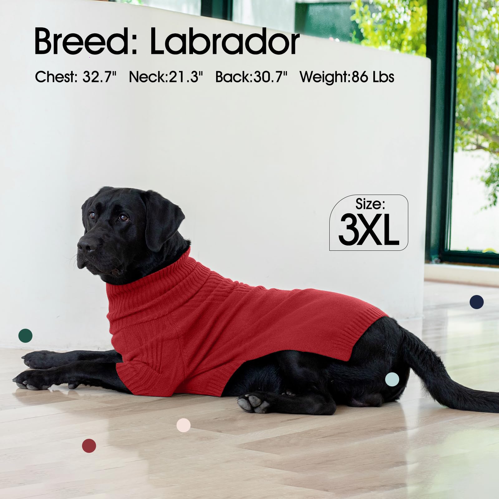 Iecoii Xxxl Dog Sweater,Christmas Dog Sweaters For Extra Large Dogs Girl Boy,Turtleneck Knitted Knitwear For Pet Dogs Wearing On Holiday Thanksgiving,Pullover Easy On Doggie Sweatshirt (Red,Xxxl)
