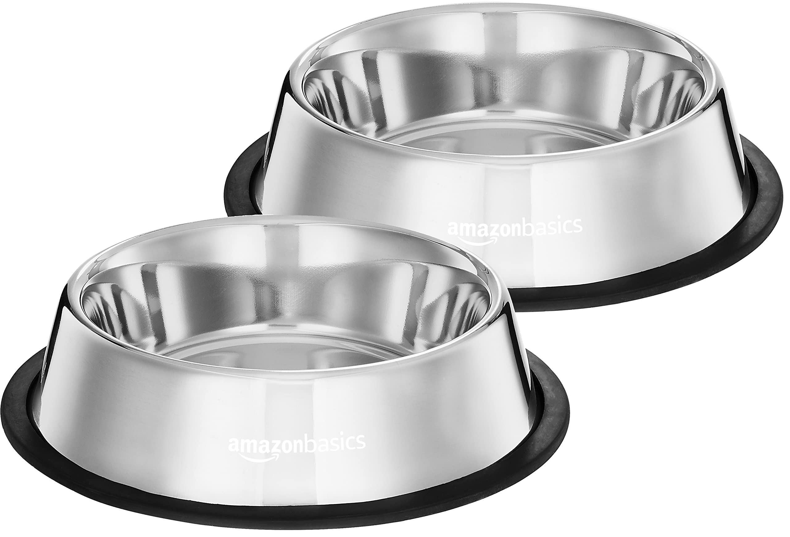 Amazon Basics Stainless Steel Pet Feeding Bowls For Dogs And Cats | Set Of 2 | 700 Ml Each | Dry Kibble, Wet Food, Water Bowl | 