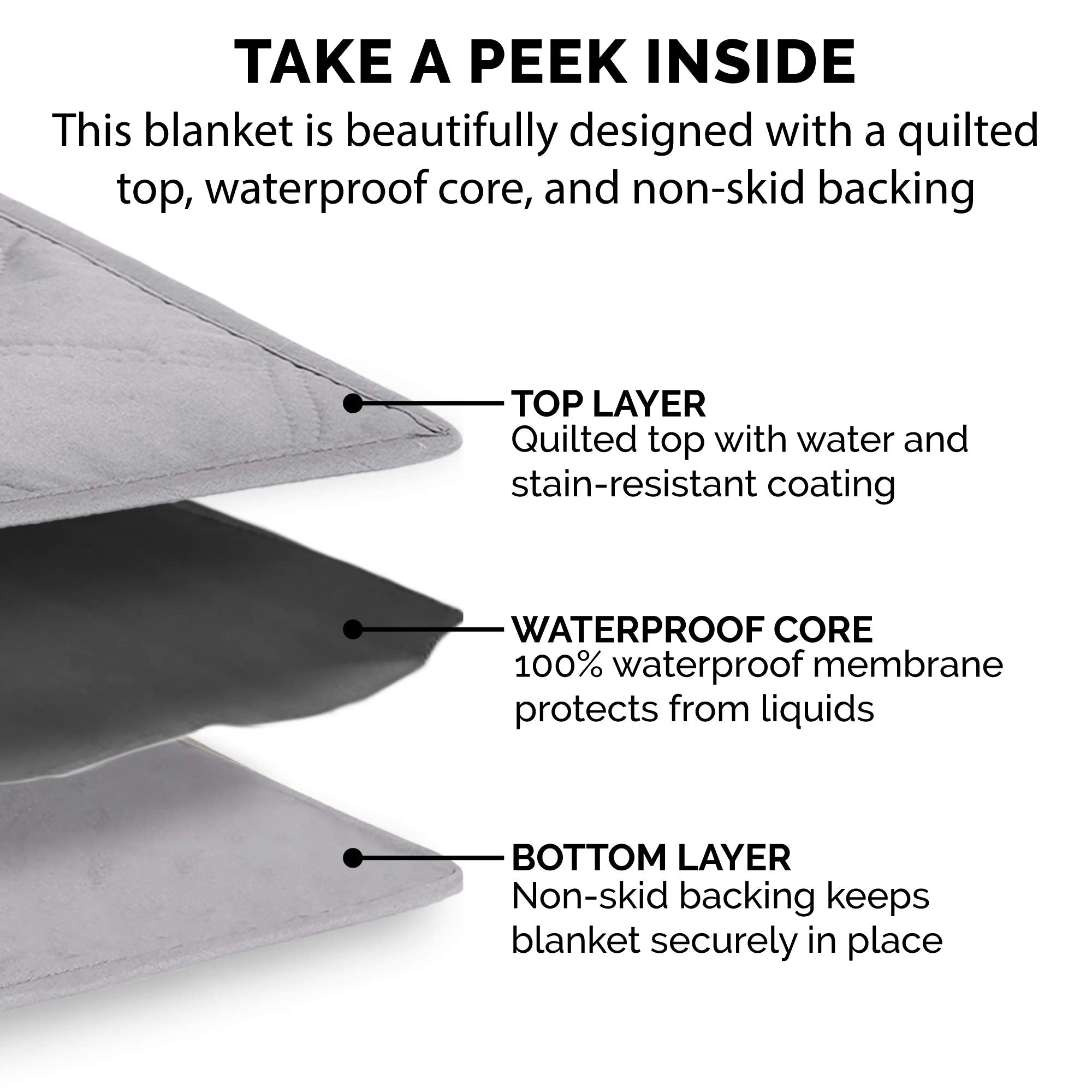 Furhaven Medium/Full Size Waterproof & Non Slip Quilted Twill Mattress Furniture Protector Cover, Washable - Gray, Medium/Full Size