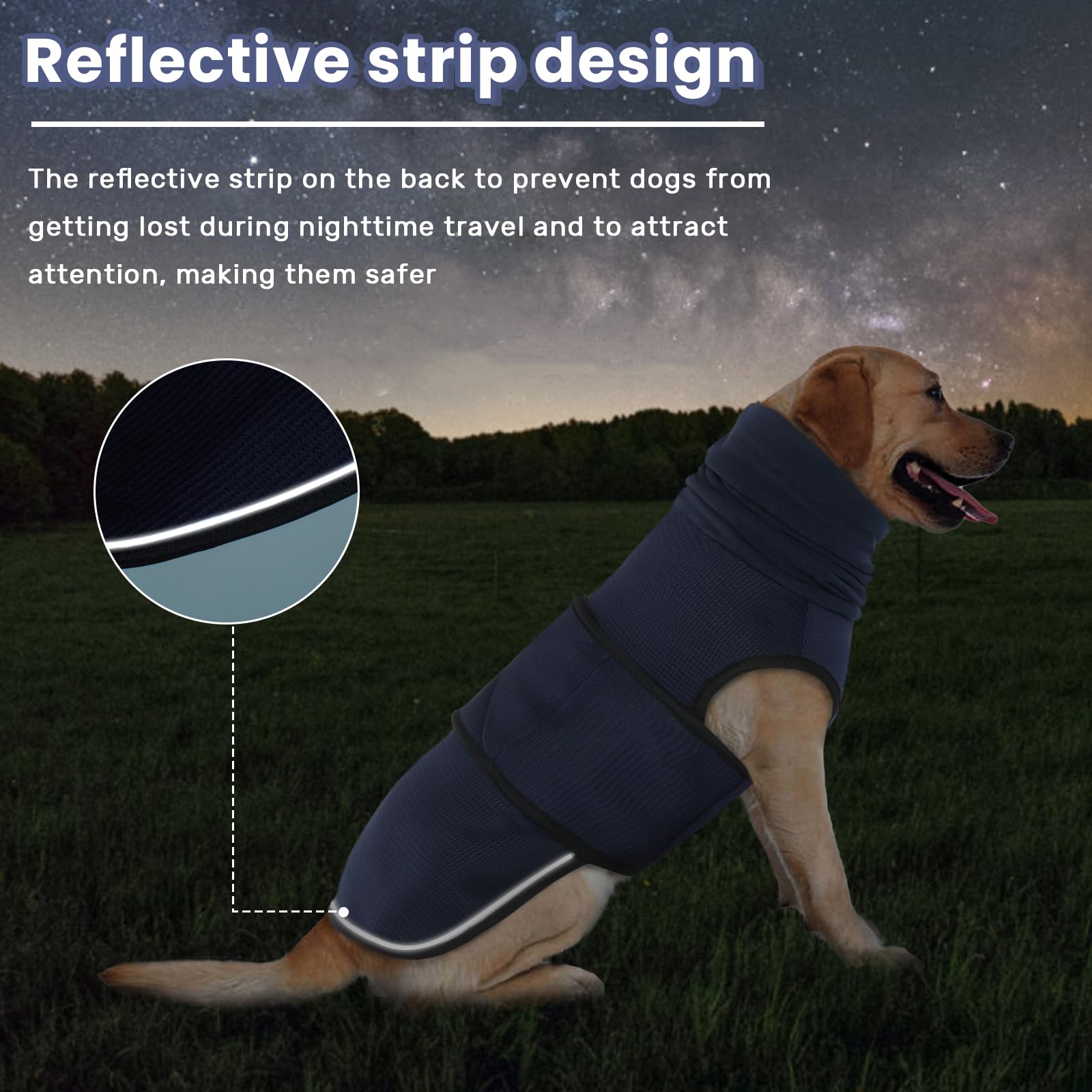 IDOMIK Anxiety Calming Hoodie for Dogs, Adjustable Vest, L, Blue, Breathable Polyester Jacket for Thunderstorms & Vet Visits