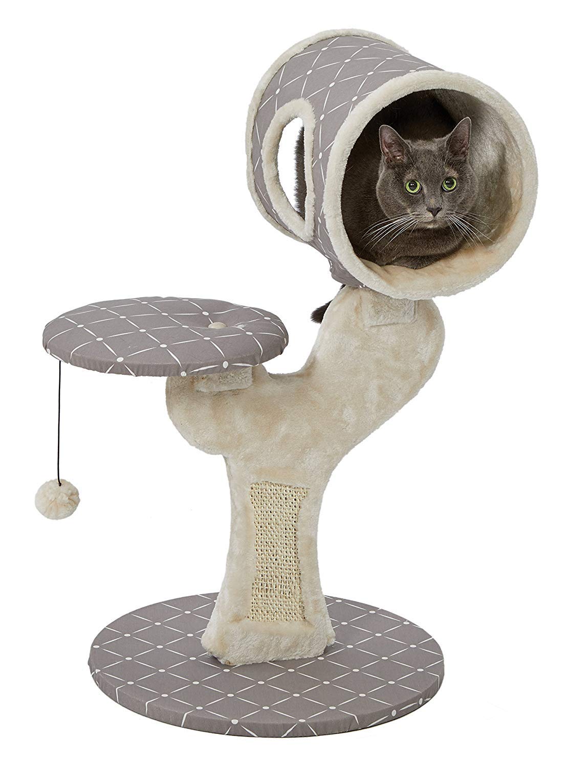 MidWest Homes for Pets Cat Tree | Salvador Cat Tree w/Built-in Sisal Cat Scratching Pad & Cat Look-Out Lounge, Mushroom/Diamond 