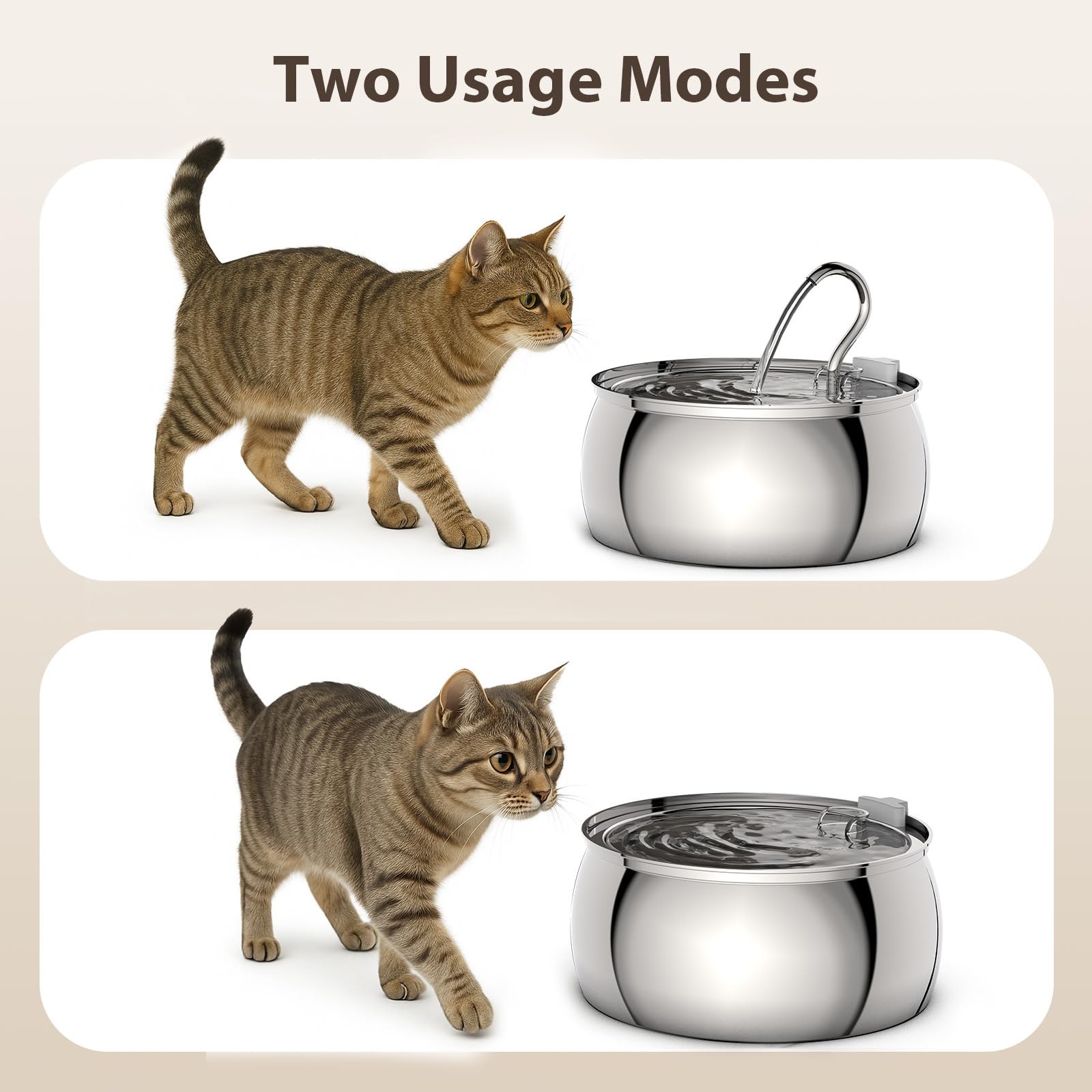 Stainless Steel Cat Water Fountain: 1.06 Gal Large Capacity Cat Fountain for Drinking - Ideal for Multiple Pets, Ultra Quiet Pum