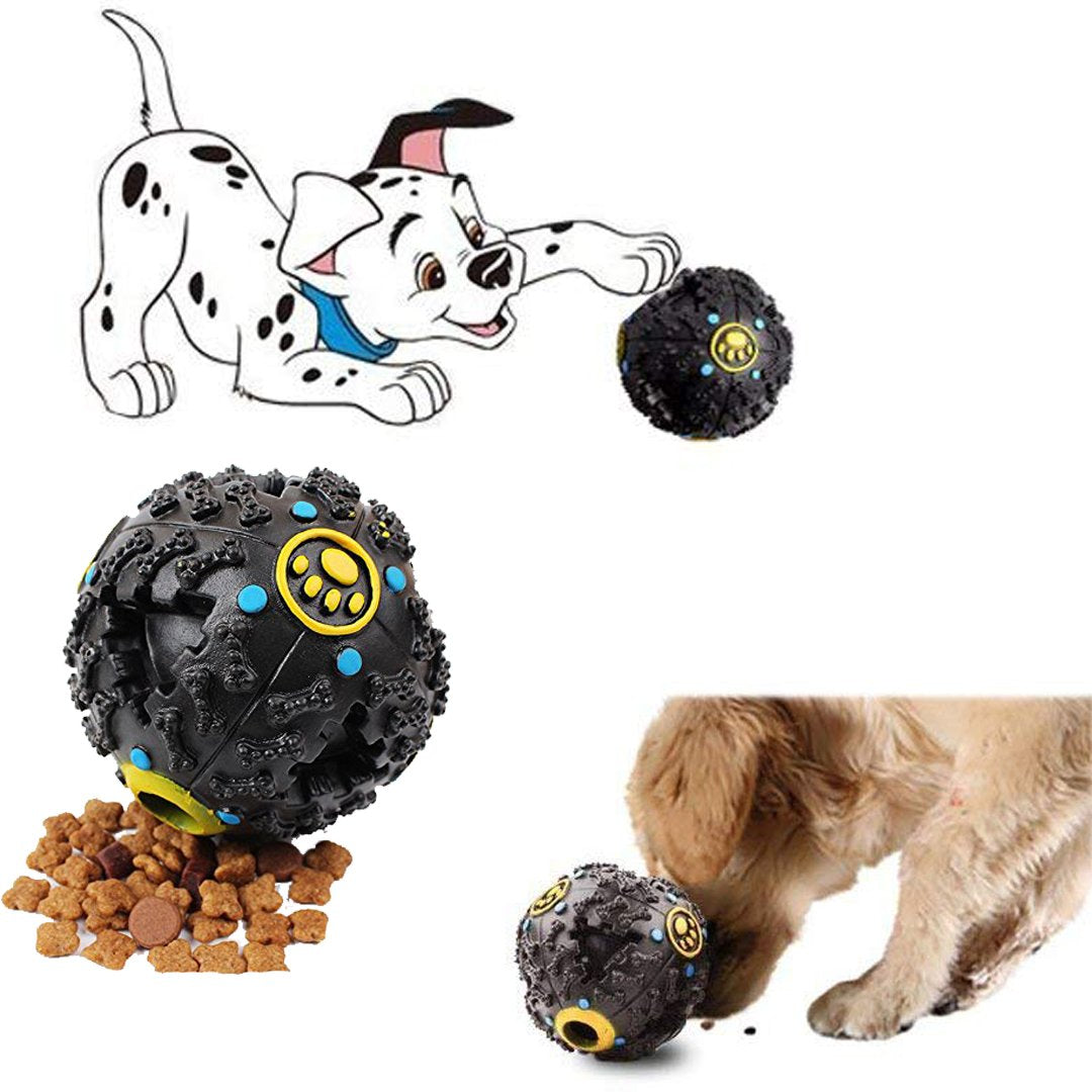 Natural Squeaky Cum IQ Treat Dispenser Chew Ball / Bite Resistant / Training Toy for Dog / Puppy / Cat / Kitten