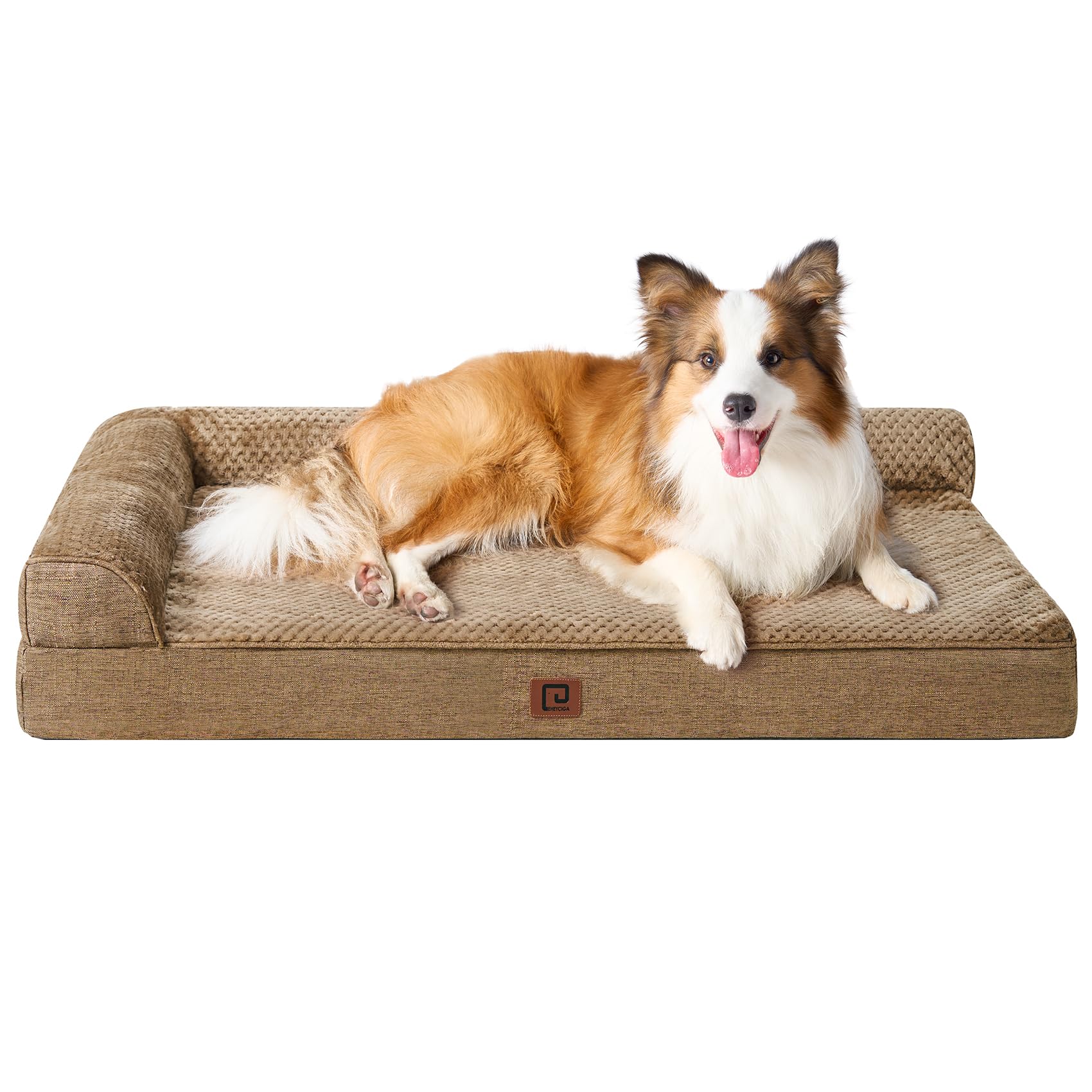 Eheyciga Memory Foam Orthopedic Dog Beds Large Sized Dog, Washable Dog Bed With Waterproof Lining Removable Cover, Big Dog Bed Sofa With Nonskid Bottom Pet Couch Bed, 41X27 Inches, Camel