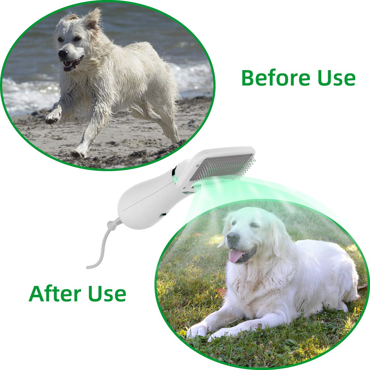 Livekey Pet Hair Dryer, 2 In 1 Pet Grooming Hair Dryer With Slicker Brush, Home Dog Hair Dryer With Adjustable 2 Temperatures Settings, For Small And Medium Dogs And Cats