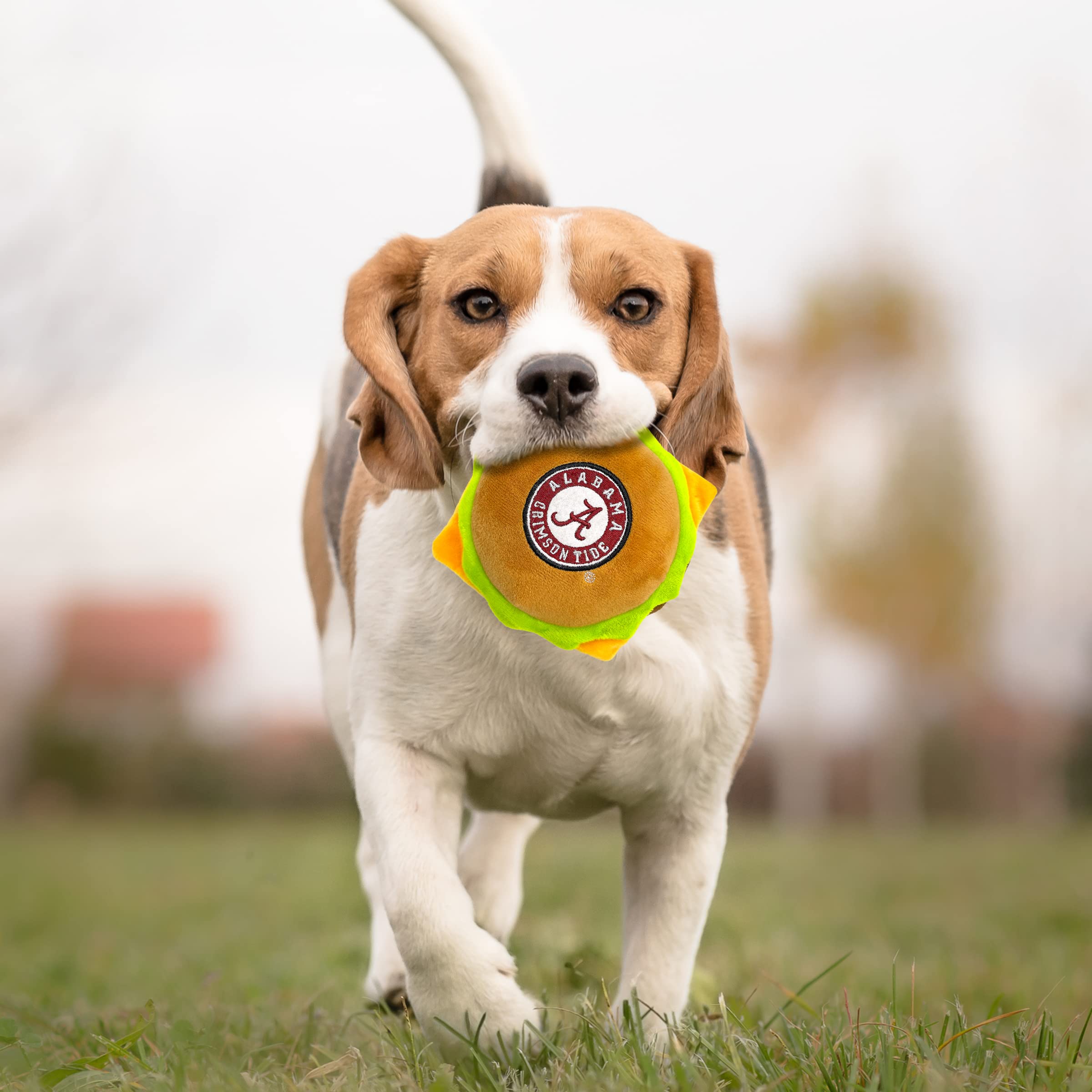 Ncaa Alabama Crimson Tide Cheeseburger Plush Dog & Cat Squeak Toy- Cutest Stadium Hamburger Snack Plush Toy For Dogs & Cats With
