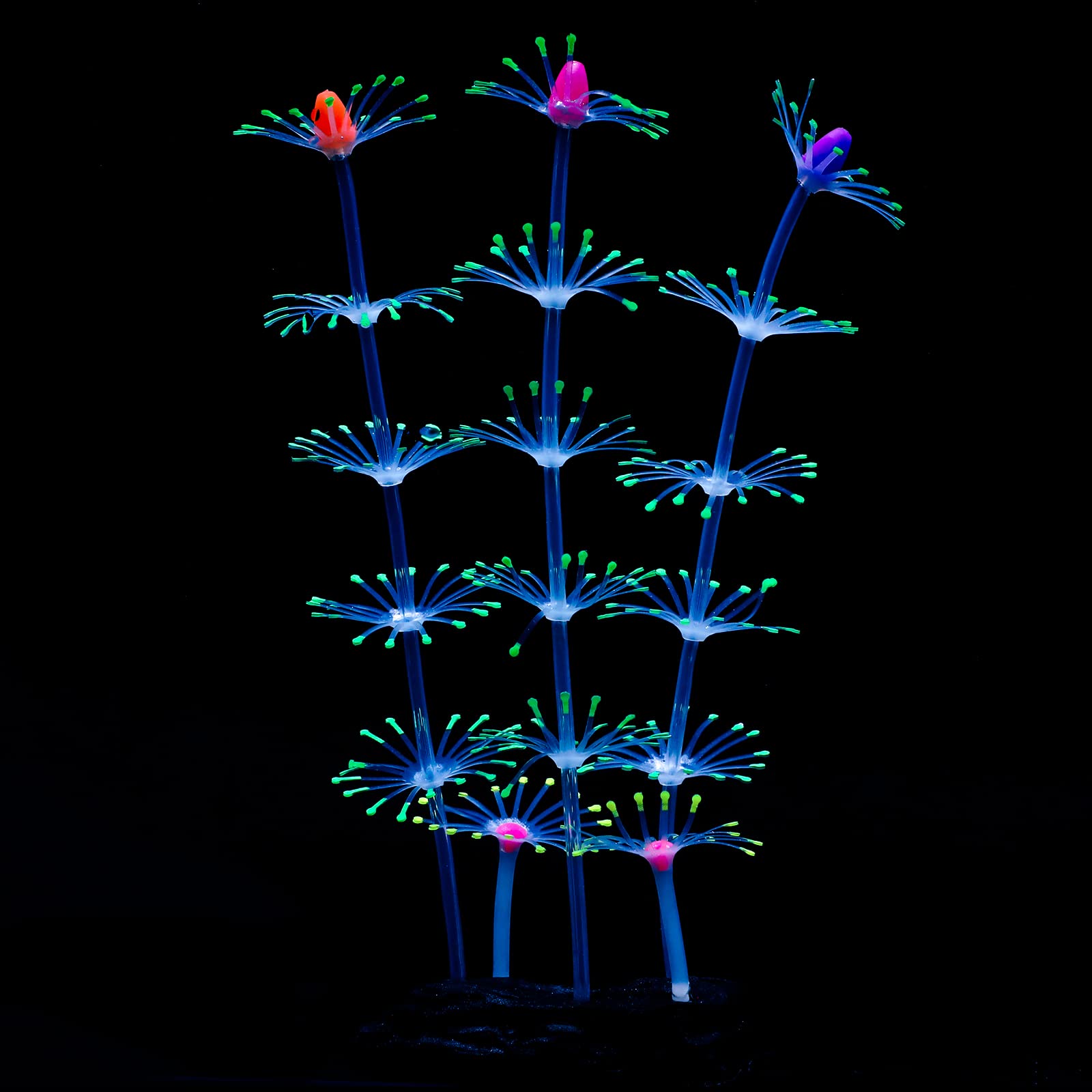 Uniclife Strip Coral Plant Ornament Glowing Effect Silicone Artificial Decoration For Fish Tank, Aquarium Landscape - Green