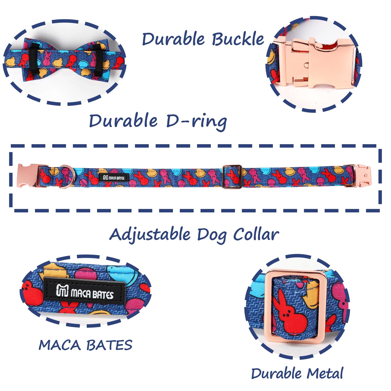Maca Bates Easter Day Dog Collar Egg And Bunny Dogs Collars Breakaway Soft Durable Cute Adjustable Blue Eggs Collor Easters Rabb