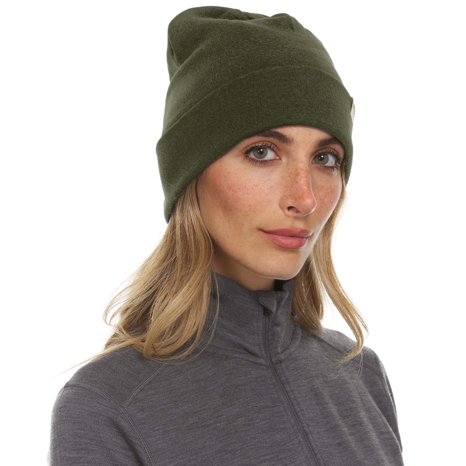 Ridge Cuff Beanie - 100 Merino Wool - Warm Winter Hat - Olive Drab
